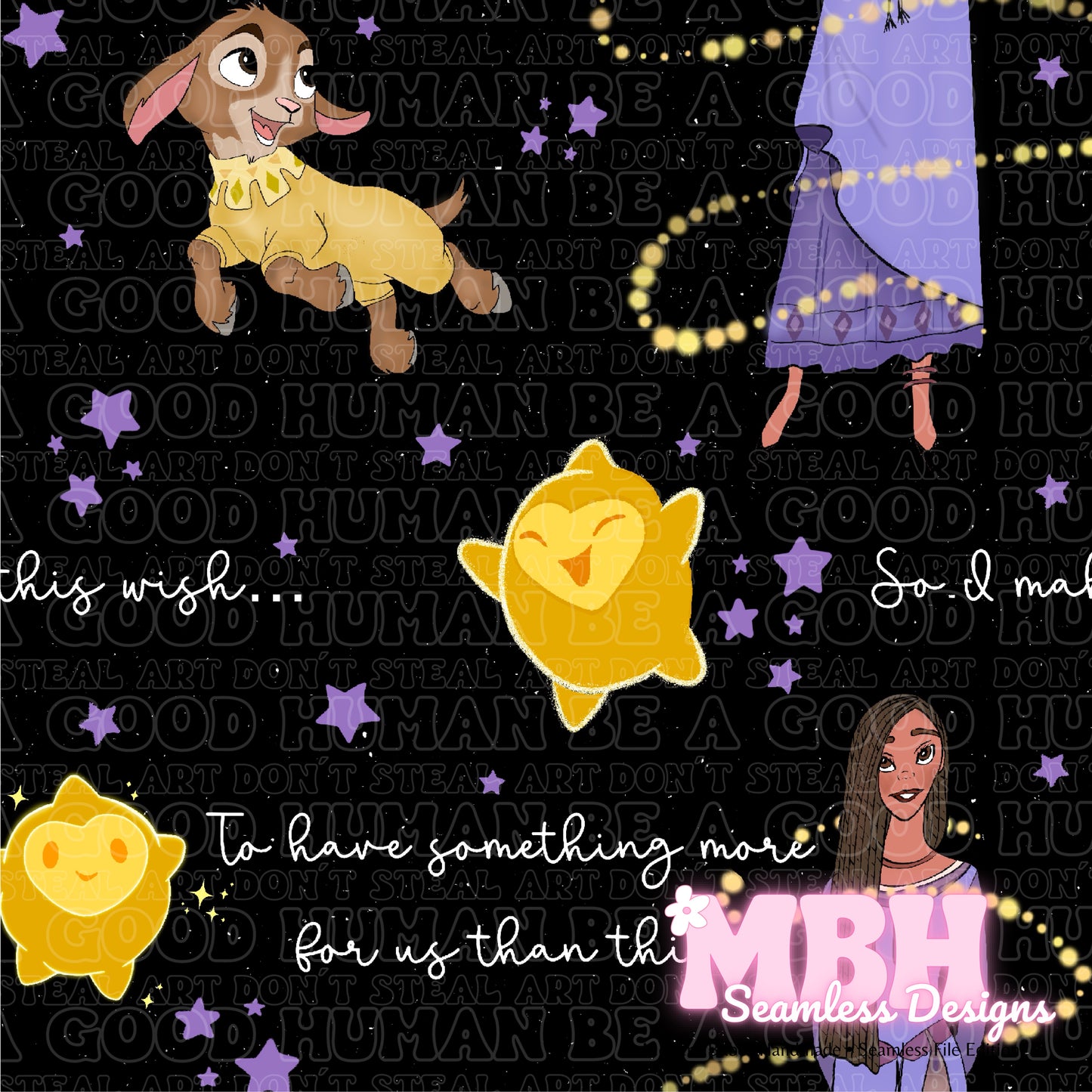 WISH Lyrics Assorted Colorways Seamless Pattern