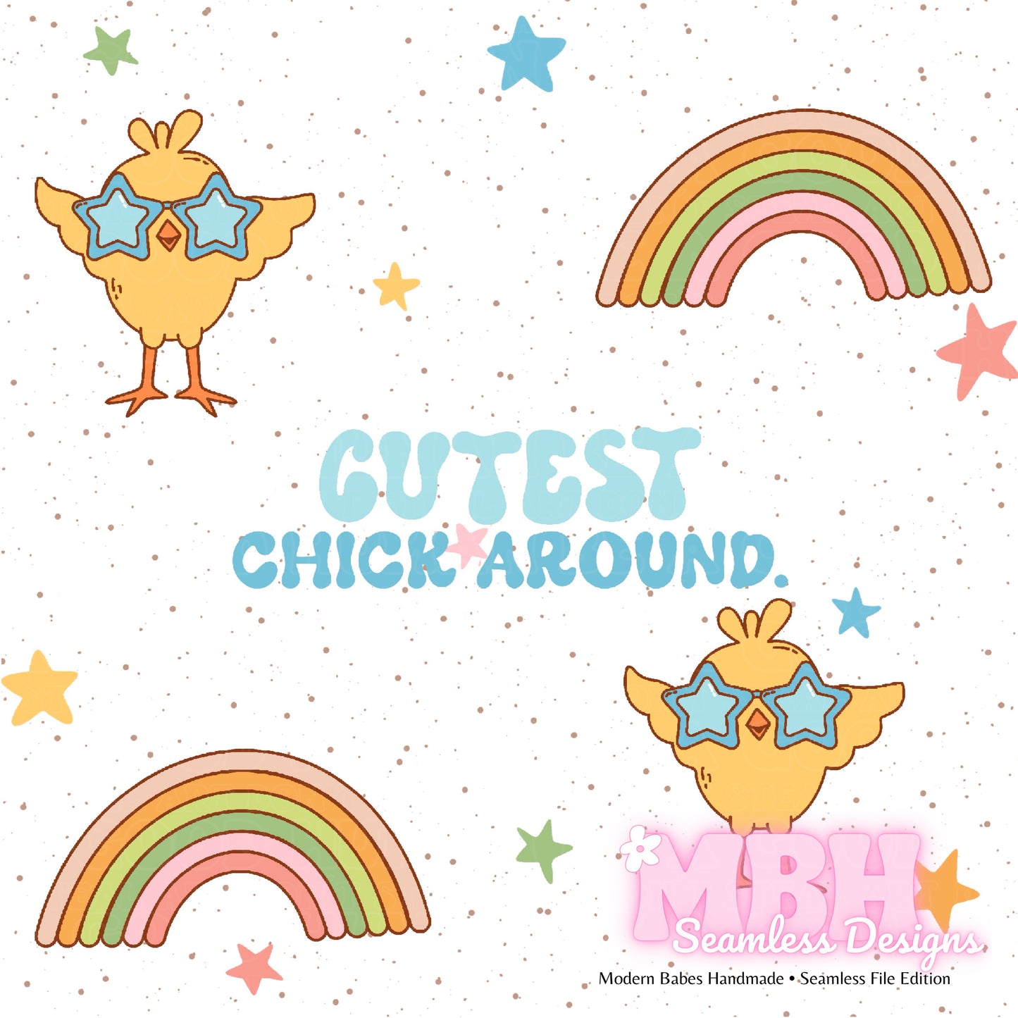 Cutest Chick Around Assorted Colorways Seamless Pattern