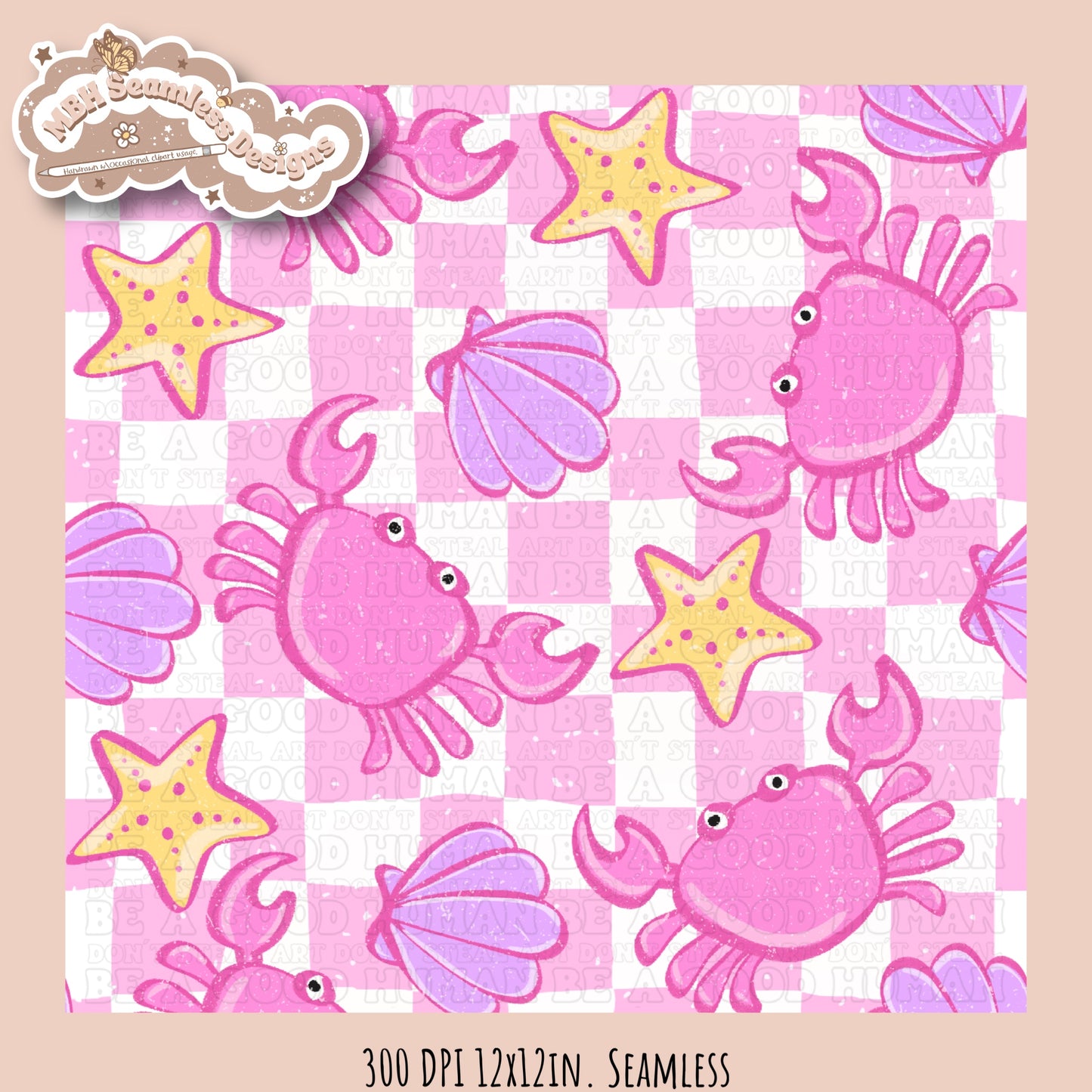 Girly Crabs Seamless Pattern & PNG•Multiple Colorway Options