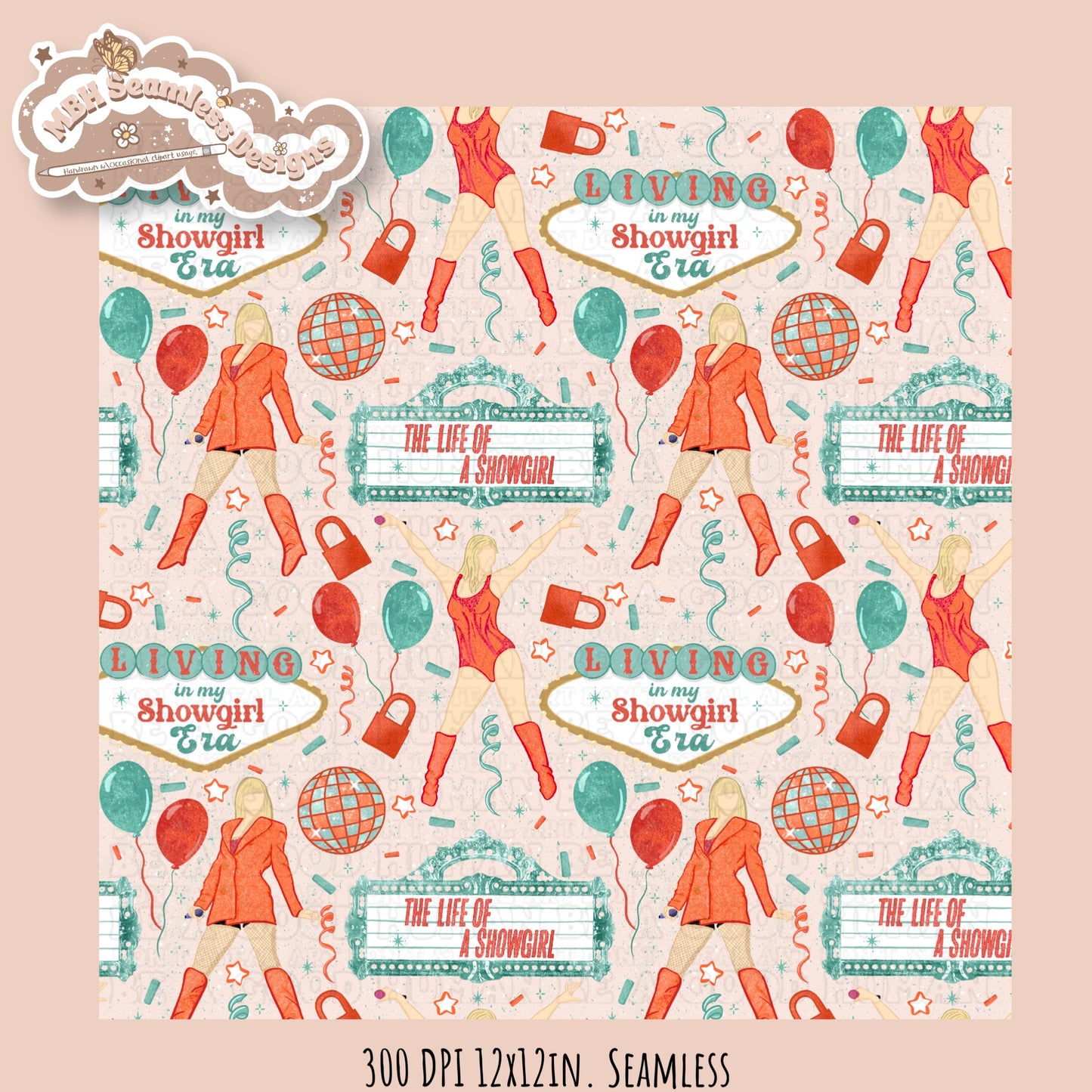 TS12 Showgirl Seamless Pattern // PNG // Assorted Colorway Options