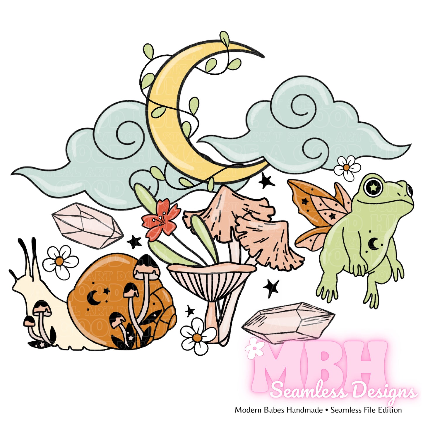 Mystical Cottagecore Assorted Colorways Seamless Pattern