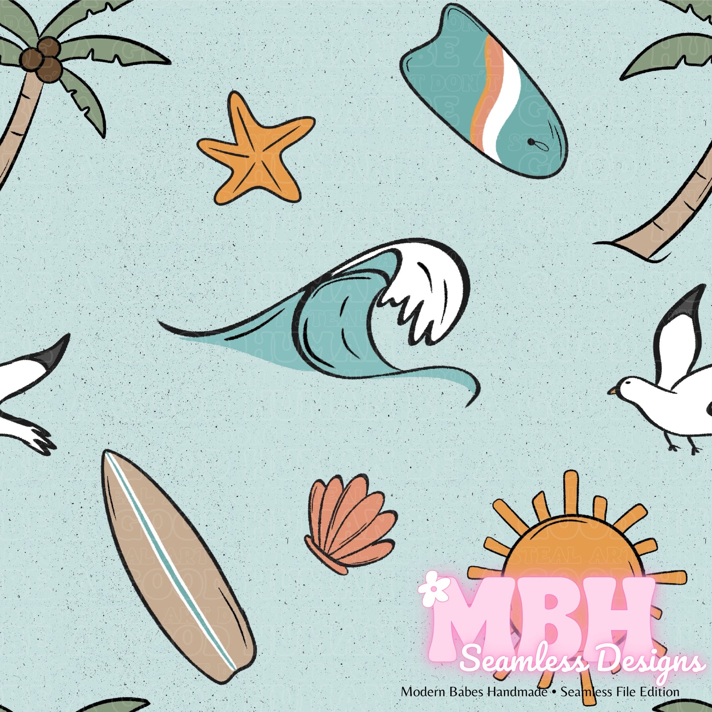Boho Surf Seamless Pattern MULTIPLE COLORWAYS