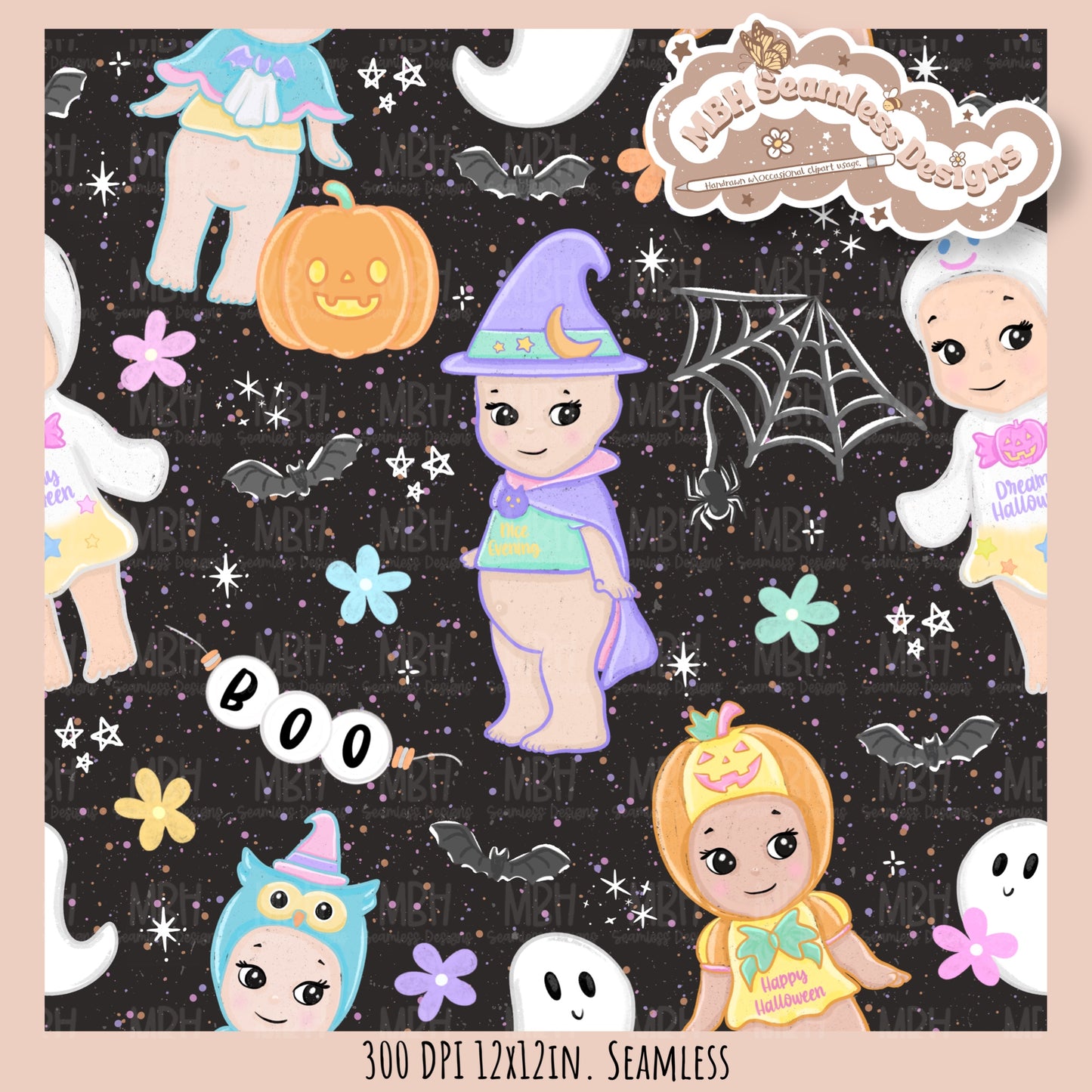 Sonny Angels Halloween Seamless Pattern // Assorted Colorway Options