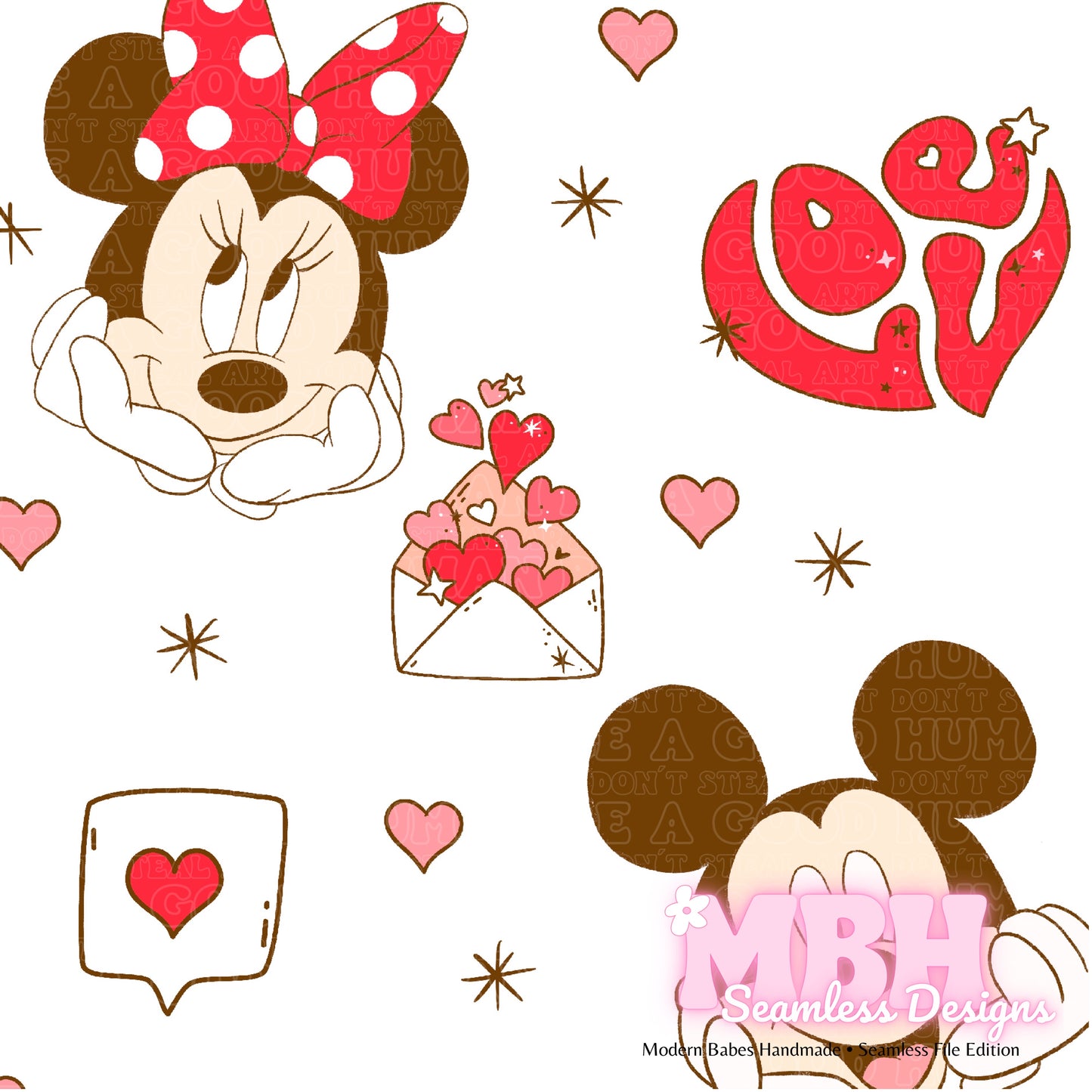 Mouse Love Seamless Pattern