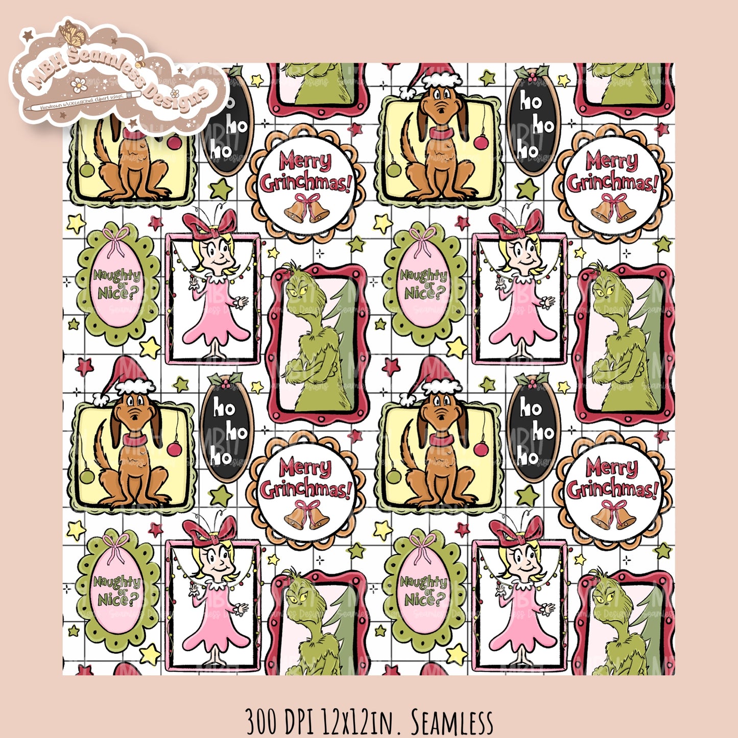Grumpy Guy Frames Seamless Pattern // PNG // Assorted Colorways