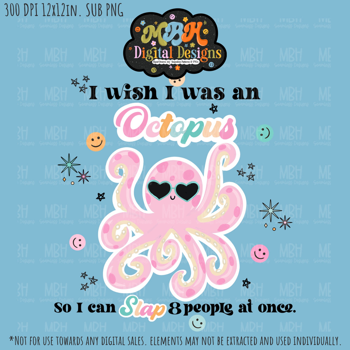Octopus Slap Sublimation PNG