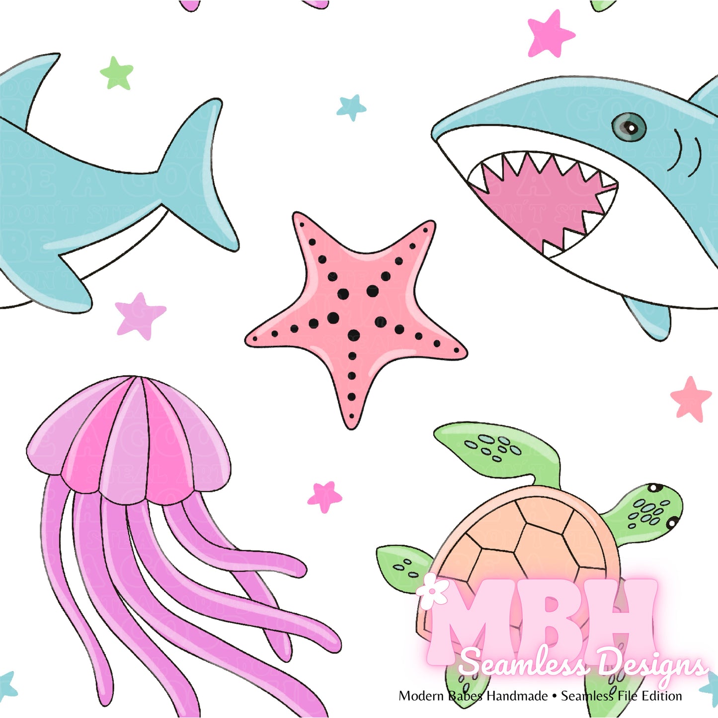 Boho Ocean Life Seamless Pattern MULTIPLE COLORWAYS