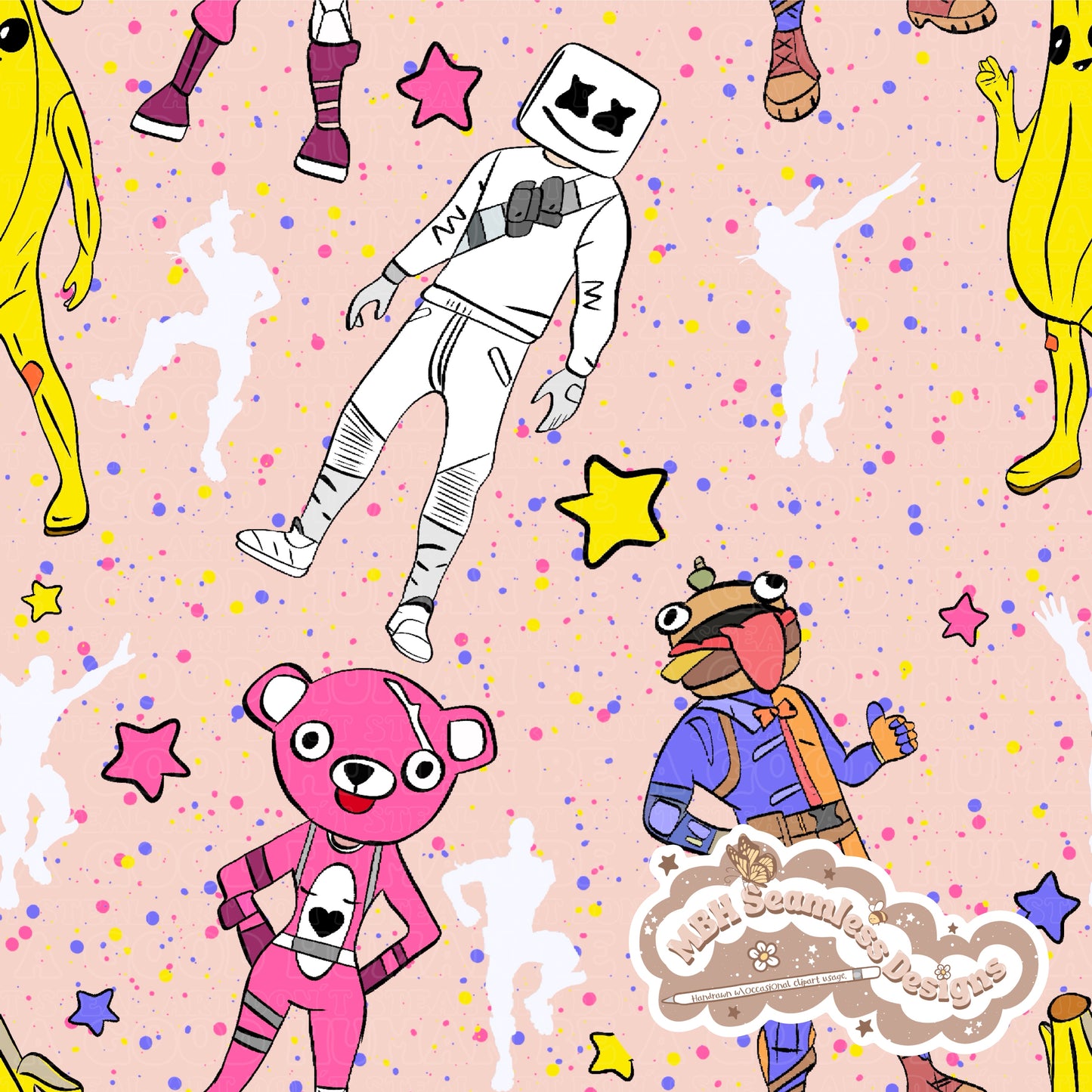 Fortnite Dance Moves Seamless Pattern MULTIPLE COLORWAYS