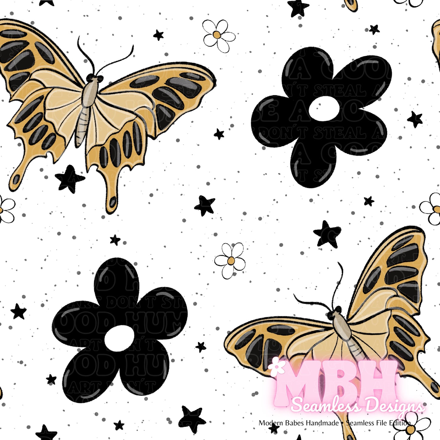 Midnight Floral Moths Seamless Pattern MULTIPLE COLORWAYS
