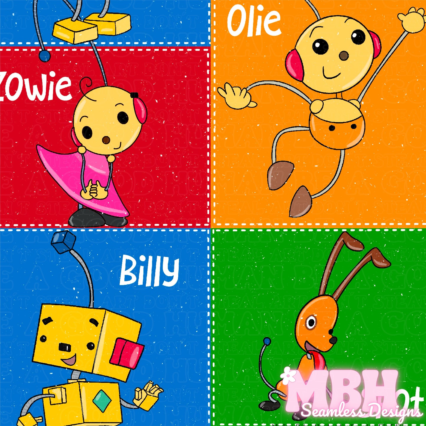 Rolie Polie Olie Patchwork Seamless Pattern