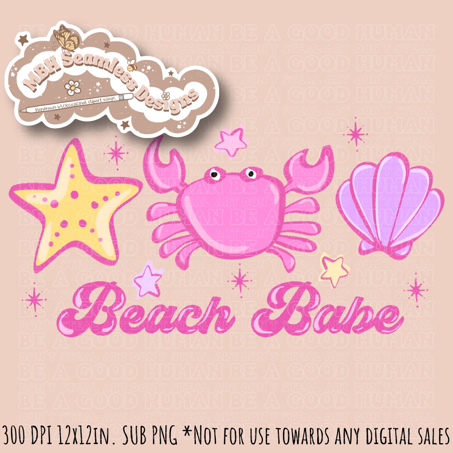 Girly Crabs Seamless Pattern & PNG•Multiple Colorway Options