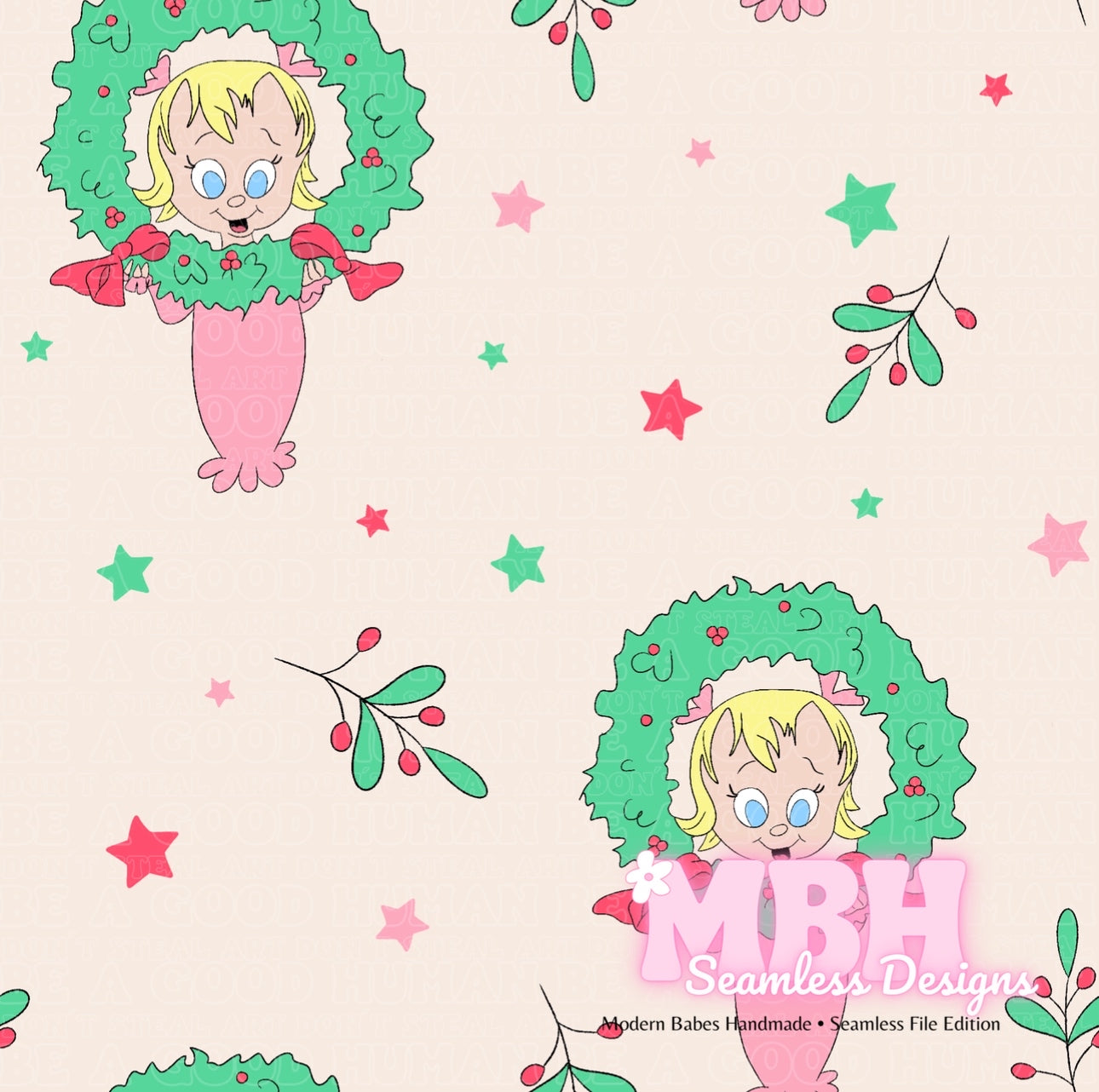 Cindy Lou Who Seamless Pattern
