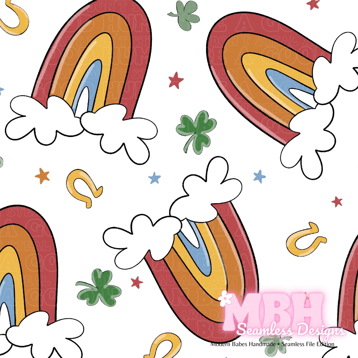 St. Patty’s Day Rainbows Assorted Colorways Seamless Pattern