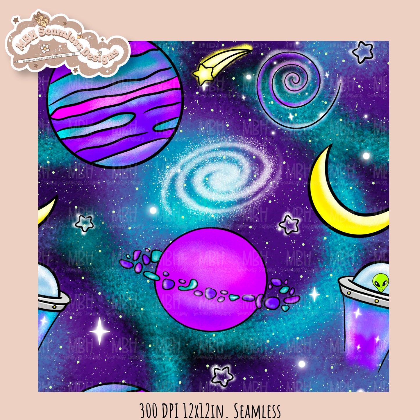 Galaxy • Hextober 25 Seamless Pattern // Assorted Colorways