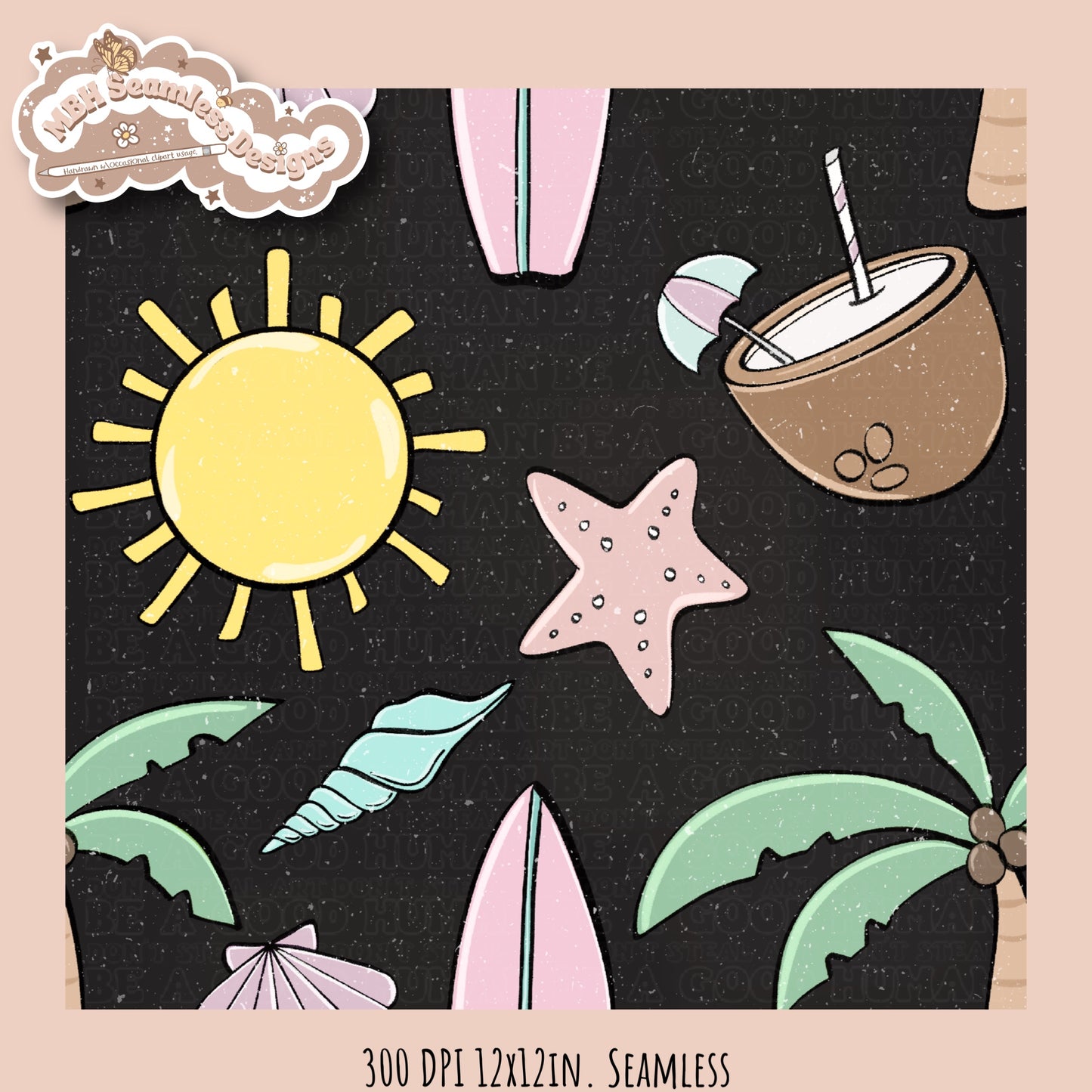 Beach Vibes Seamless Pattern • Multiple Colorways