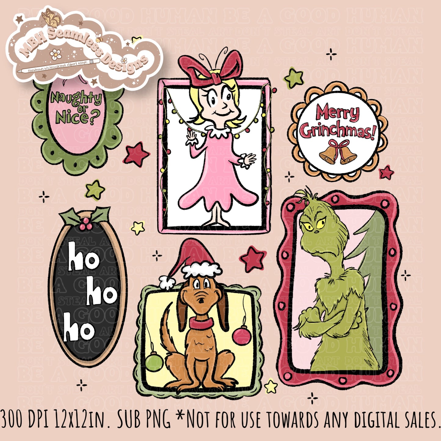Grumpy Guy Frames Seamless Pattern // PNG // Assorted Colorways