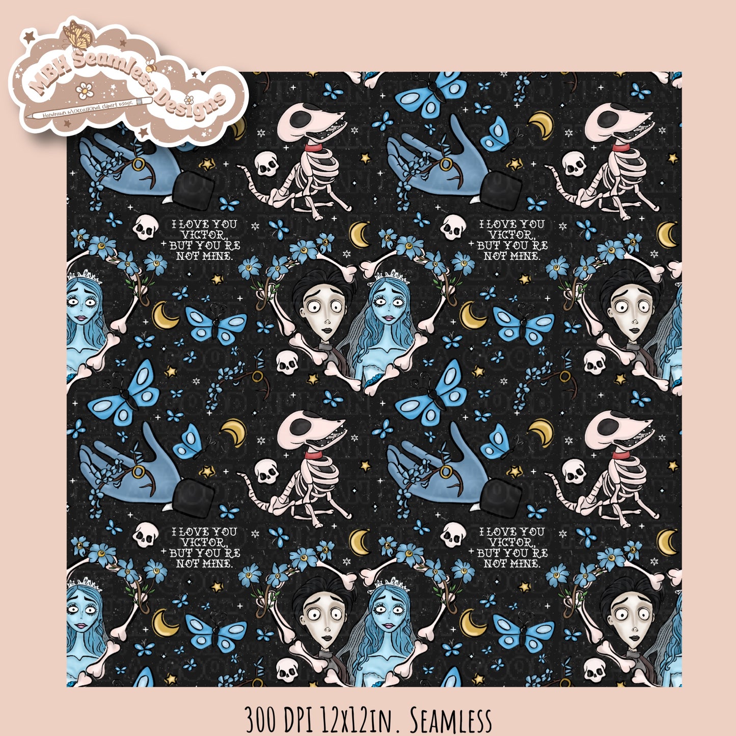 Dead Bride Seamless Pattern // PNG // Multiple Colorway Options
