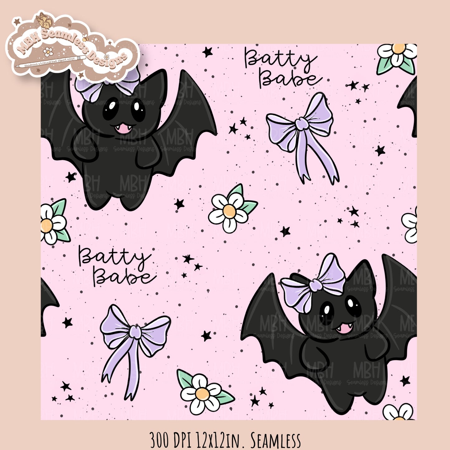 Coquette Bats • Hextober 25 // Seamless Pattern // Multiple Colorway Options