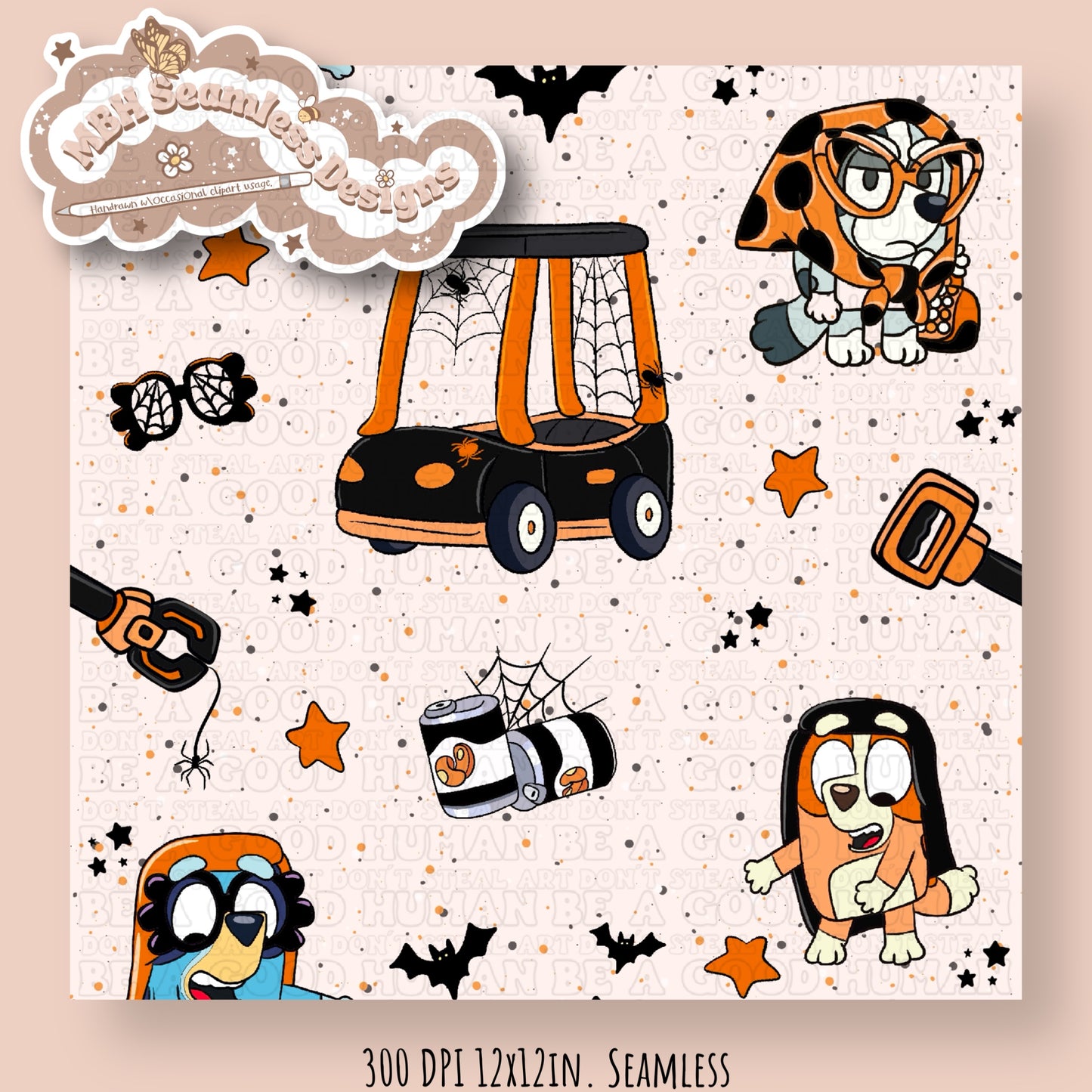 Speckled Spooky Grannies Seamless Pattern & PNG Multiple Colorways