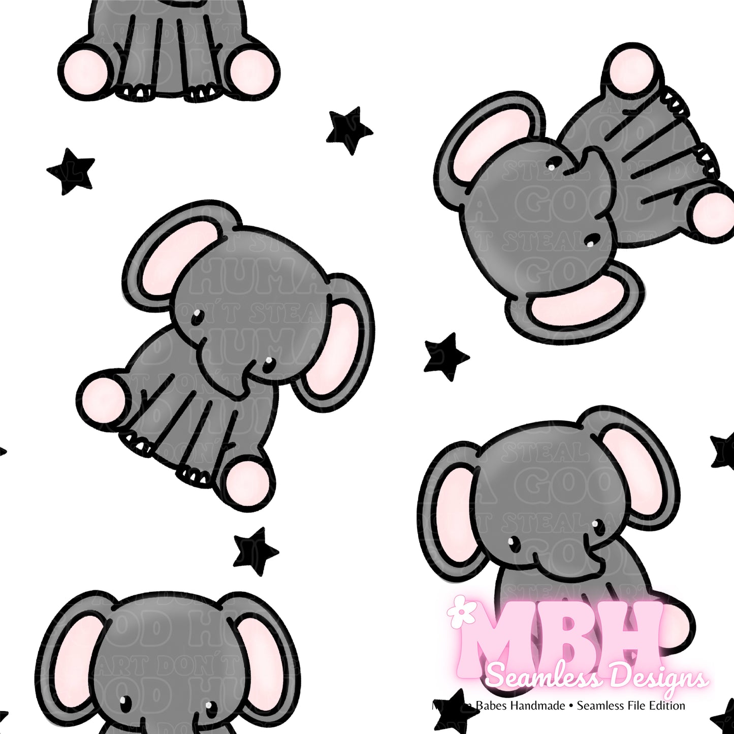 Cute Elephants Seamless Patterns