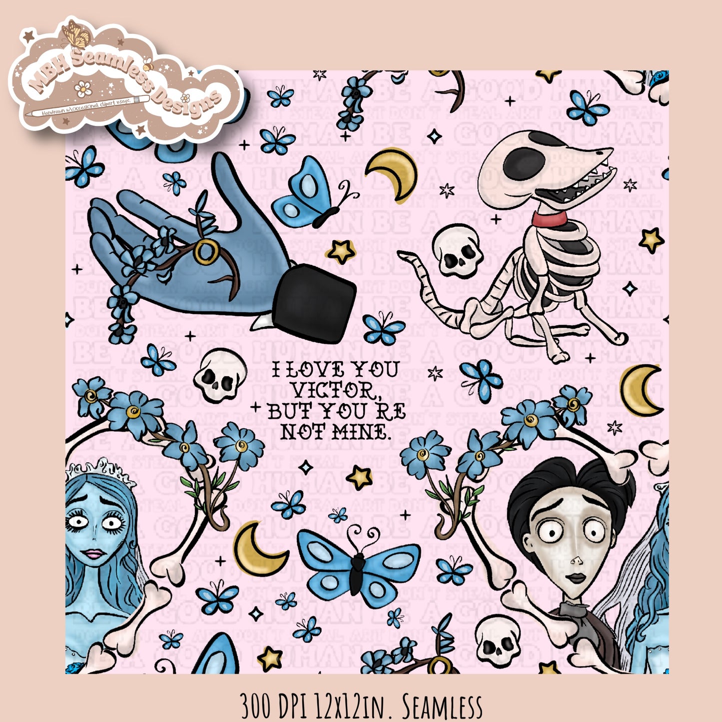 Dead Bride Seamless Pattern // PNG // Multiple Colorway Options