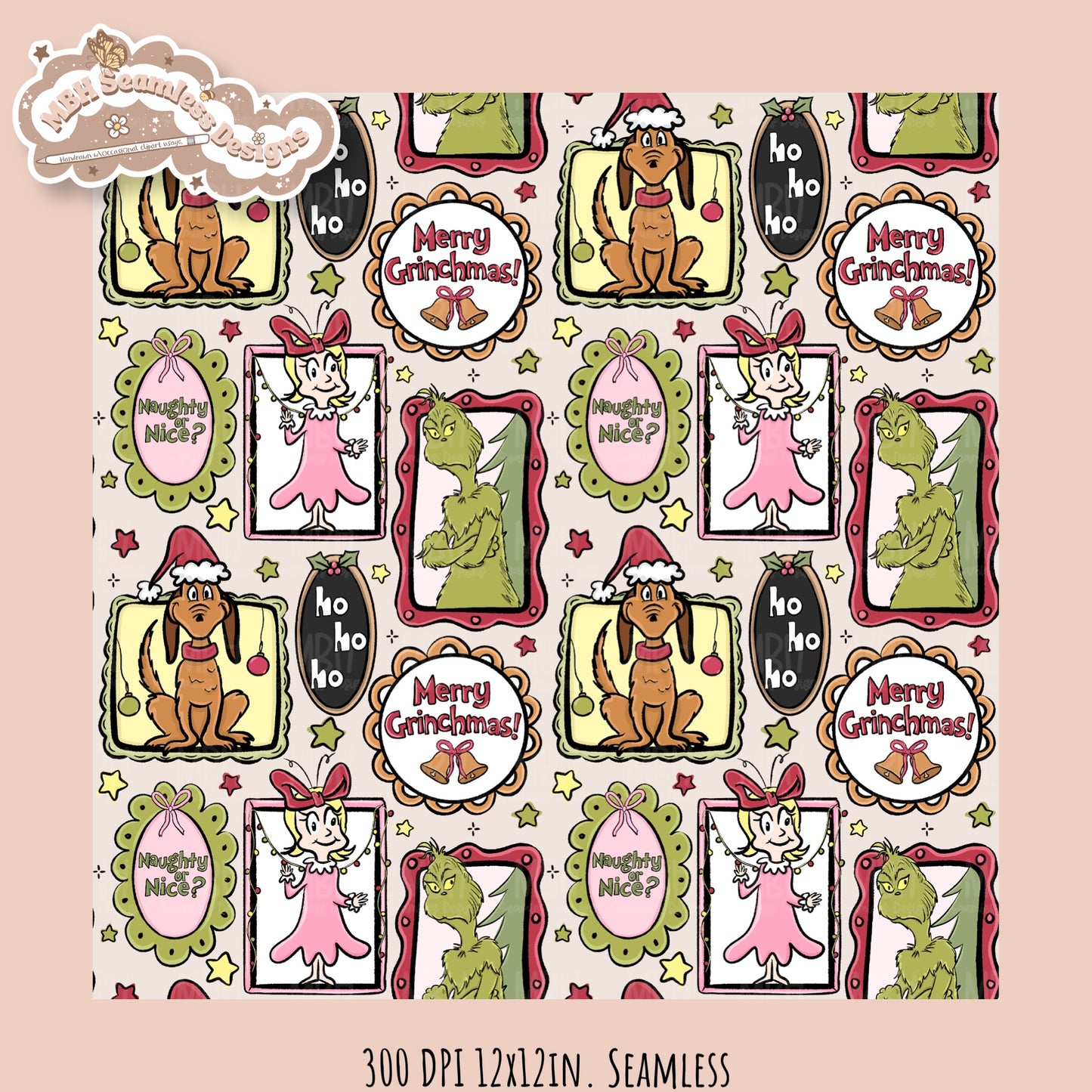 Grumpy Guy Frames Seamless Pattern // PNG // Assorted Colorways