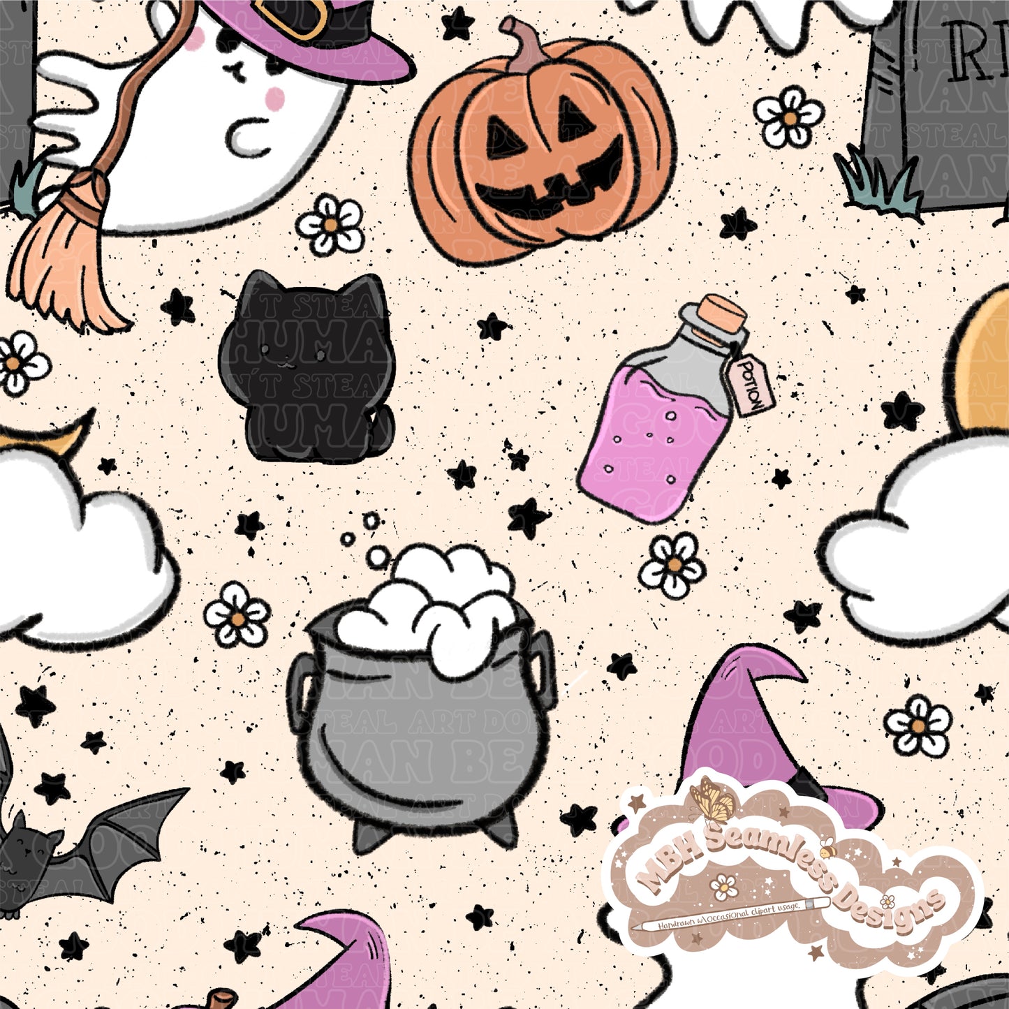 Witchy Ghouls Seamless & Plaid Coords