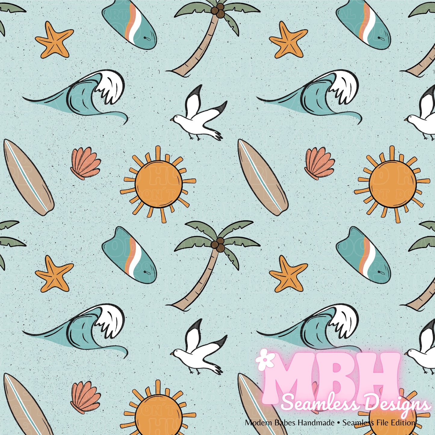 Boho Surf Seamless Pattern MULTIPLE COLORWAYS