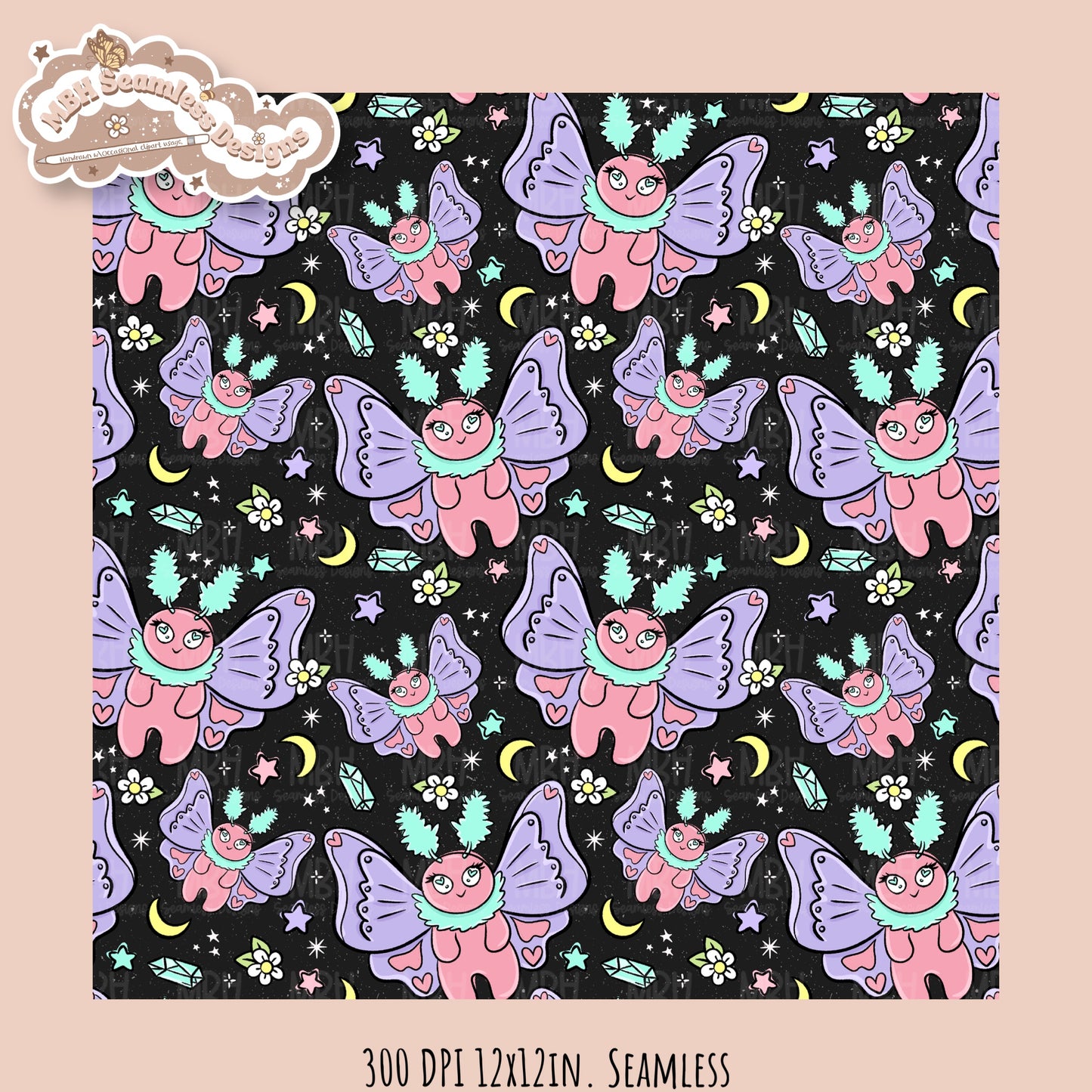 Cryptid • Hextober 25 // Seamless Pattern // PNG // Assorted Colorways