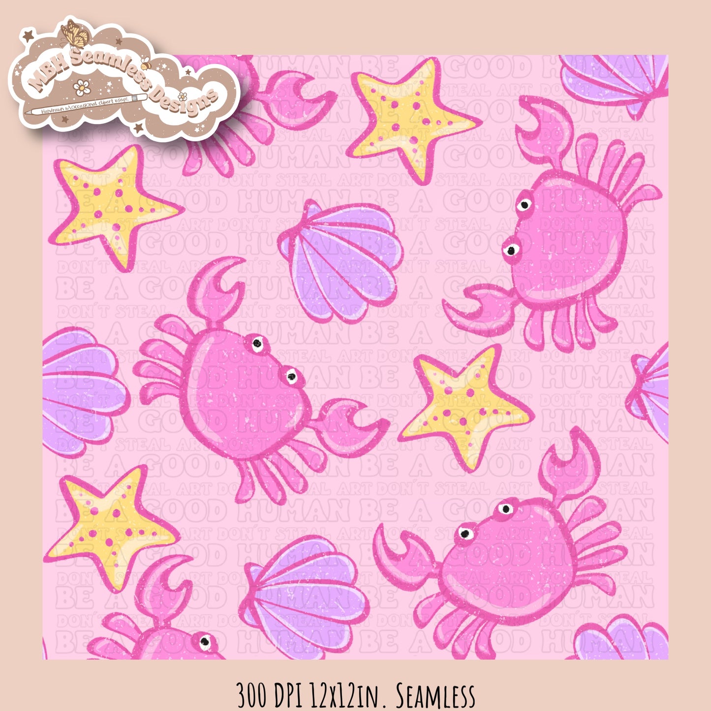 Girly Crabs Seamless Pattern & PNG•Multiple Colorway Options