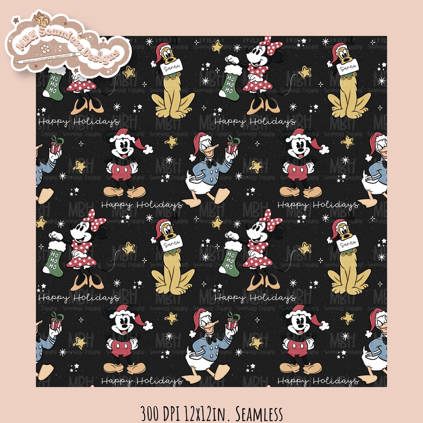 Christmas Mouse & Friends  Seamless Pattern // PNG //MULTIPLE COLORWAYS