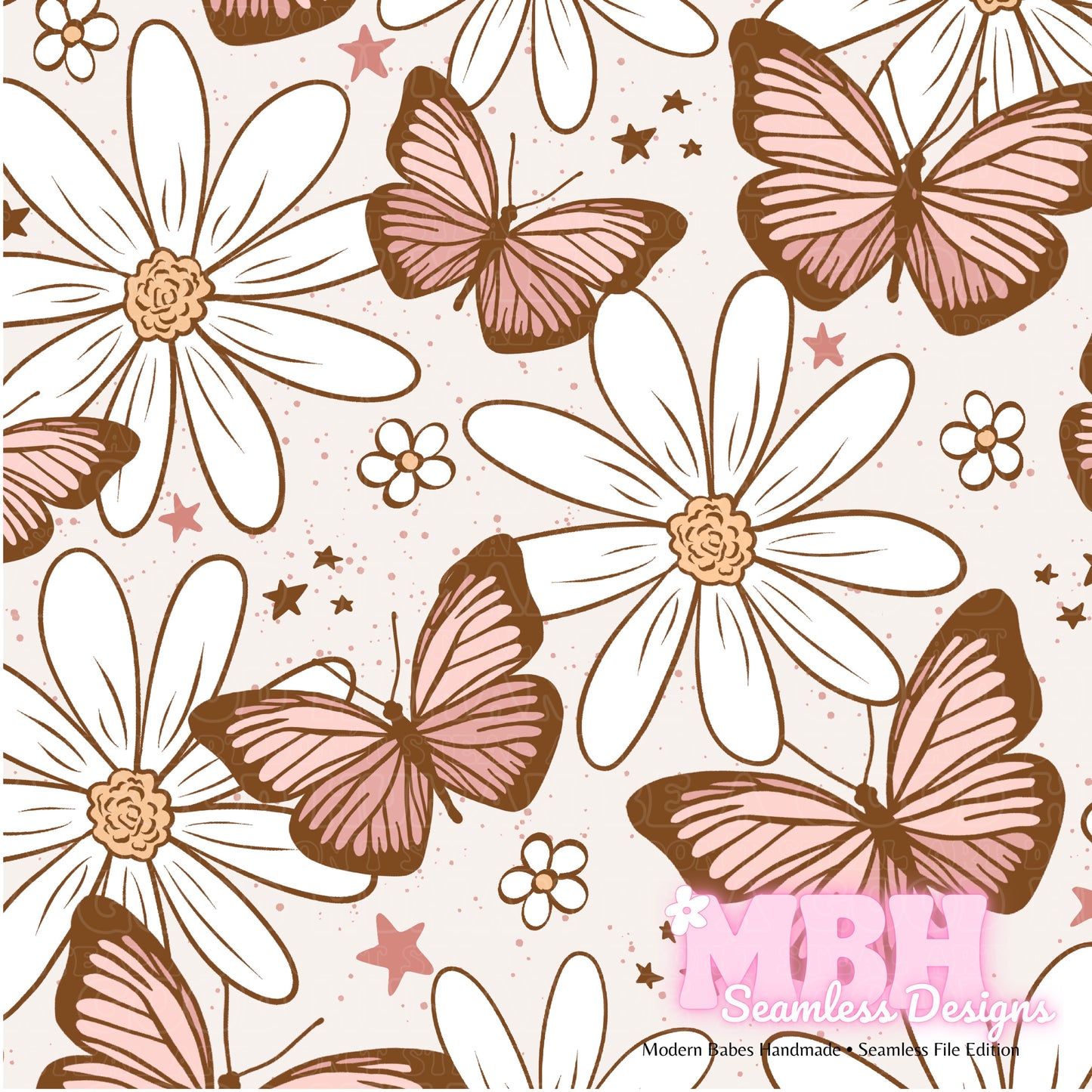 Mauve Pink Butterfly Floral ASSORTED COLORWAYS Seamless Pattern