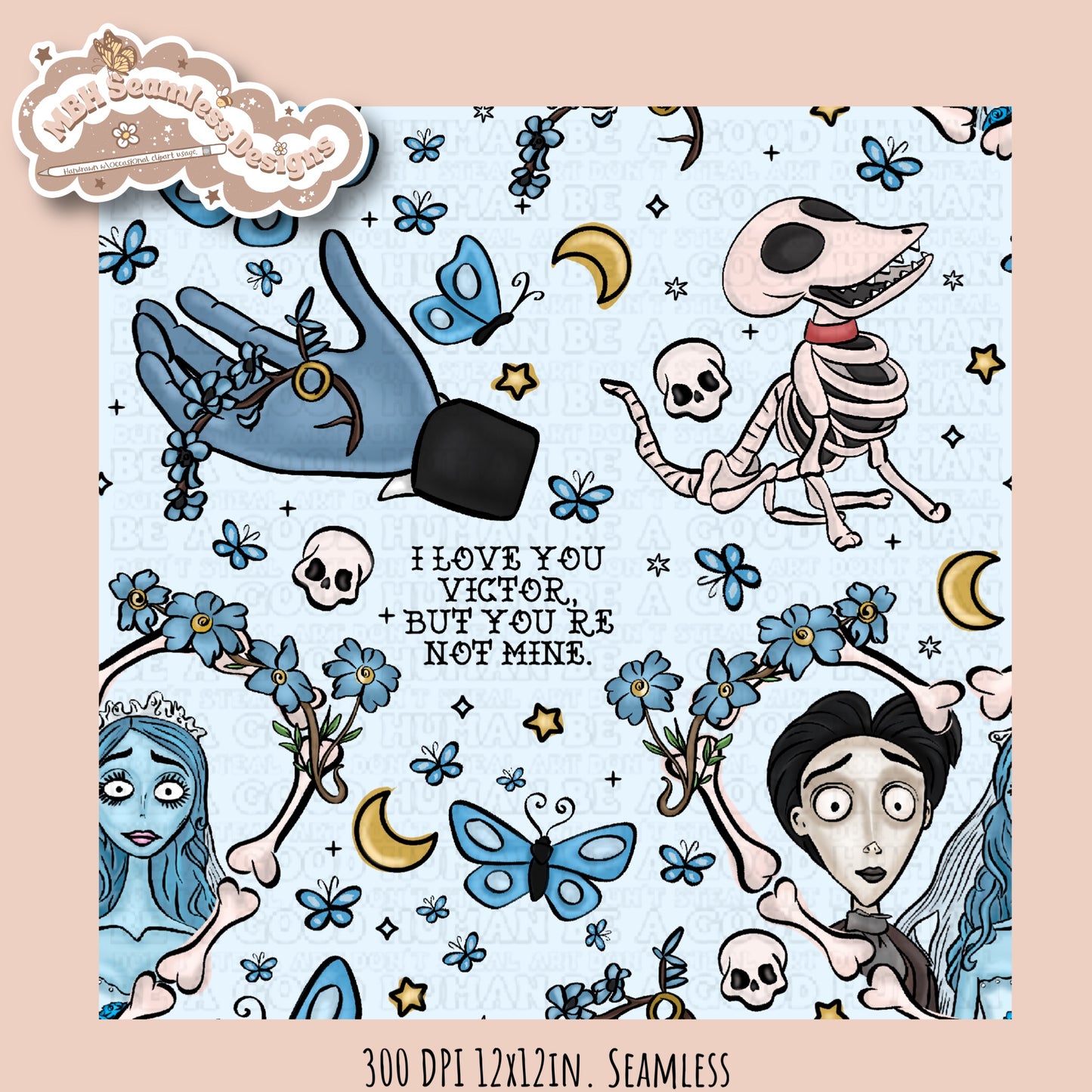 Dead Bride Seamless Pattern // PNG // Multiple Colorway Options