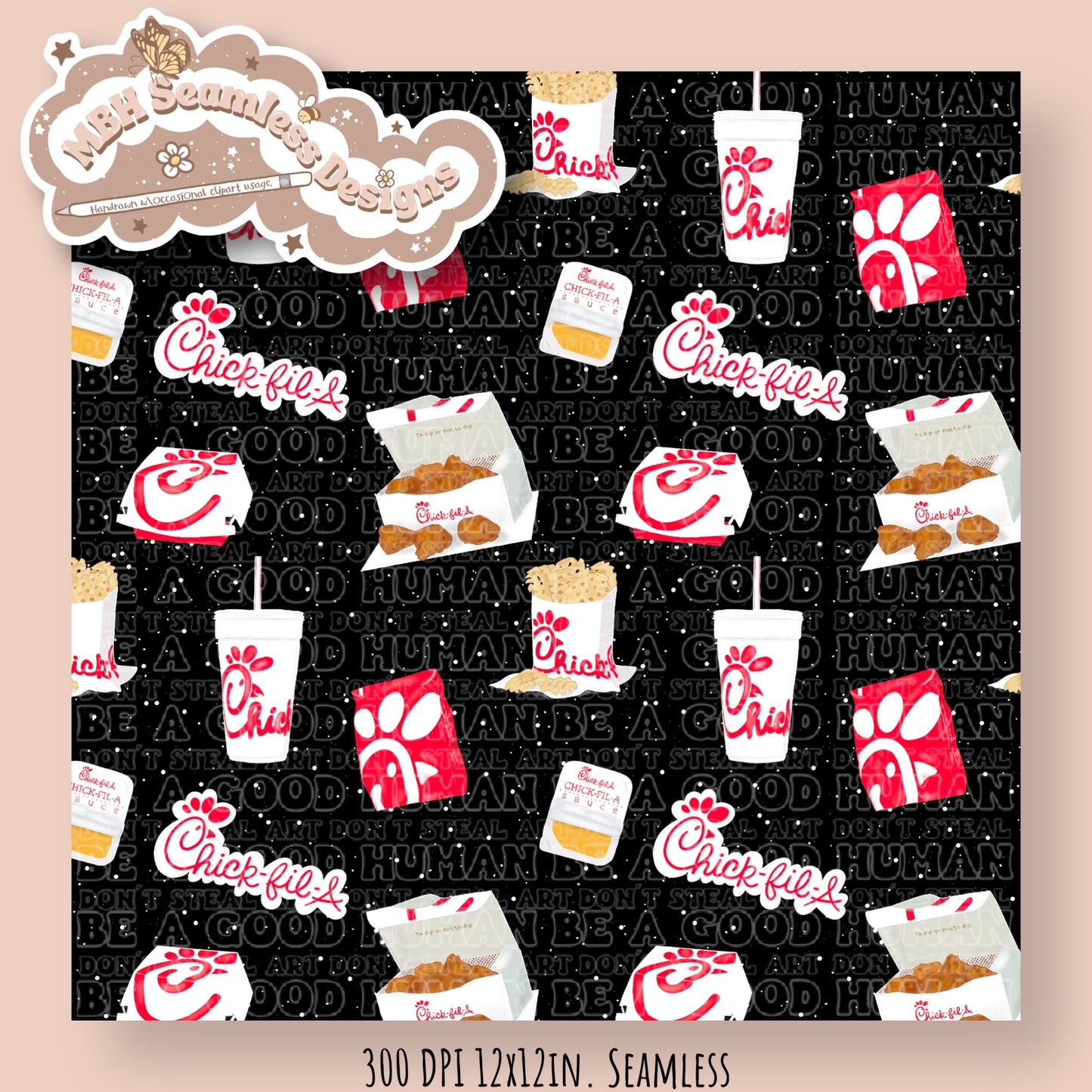 Chic Fil A Spex Seamless Pattern & PNG