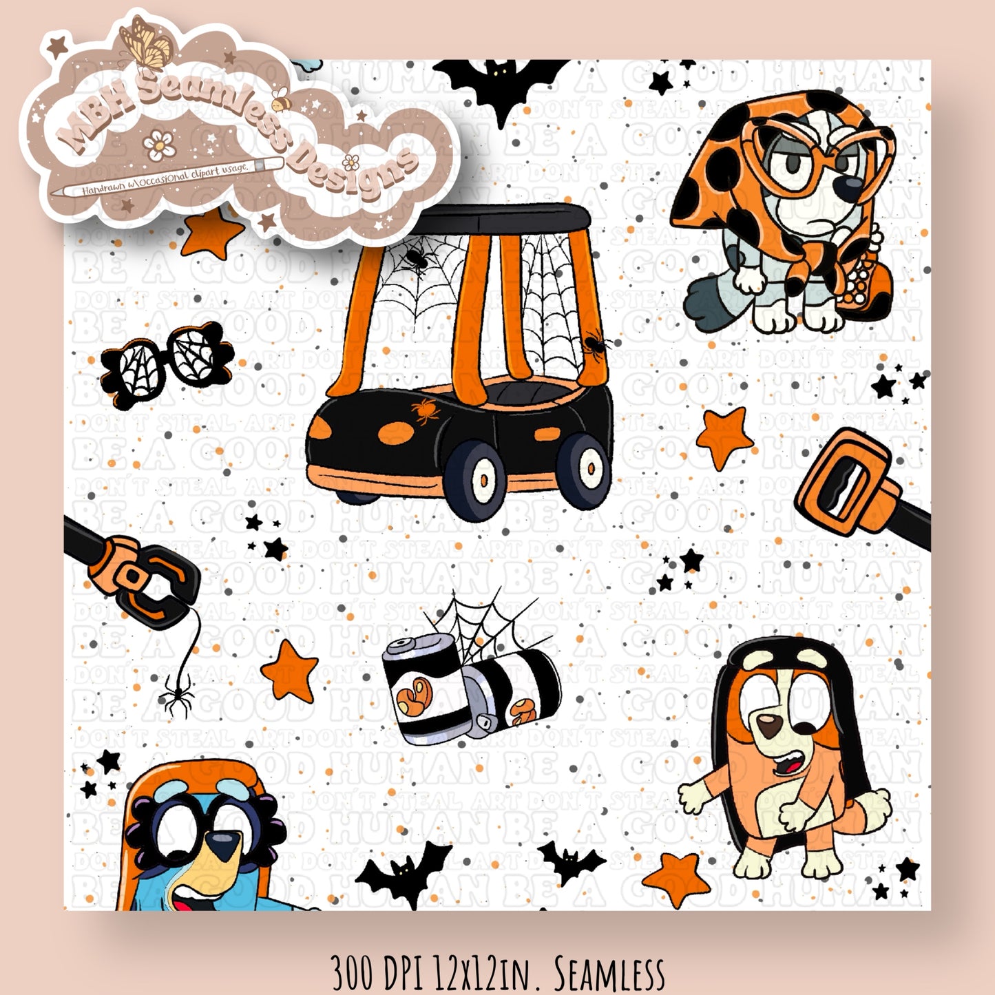 Speckled Spooky Grannies Seamless Pattern & PNG Multiple Colorways