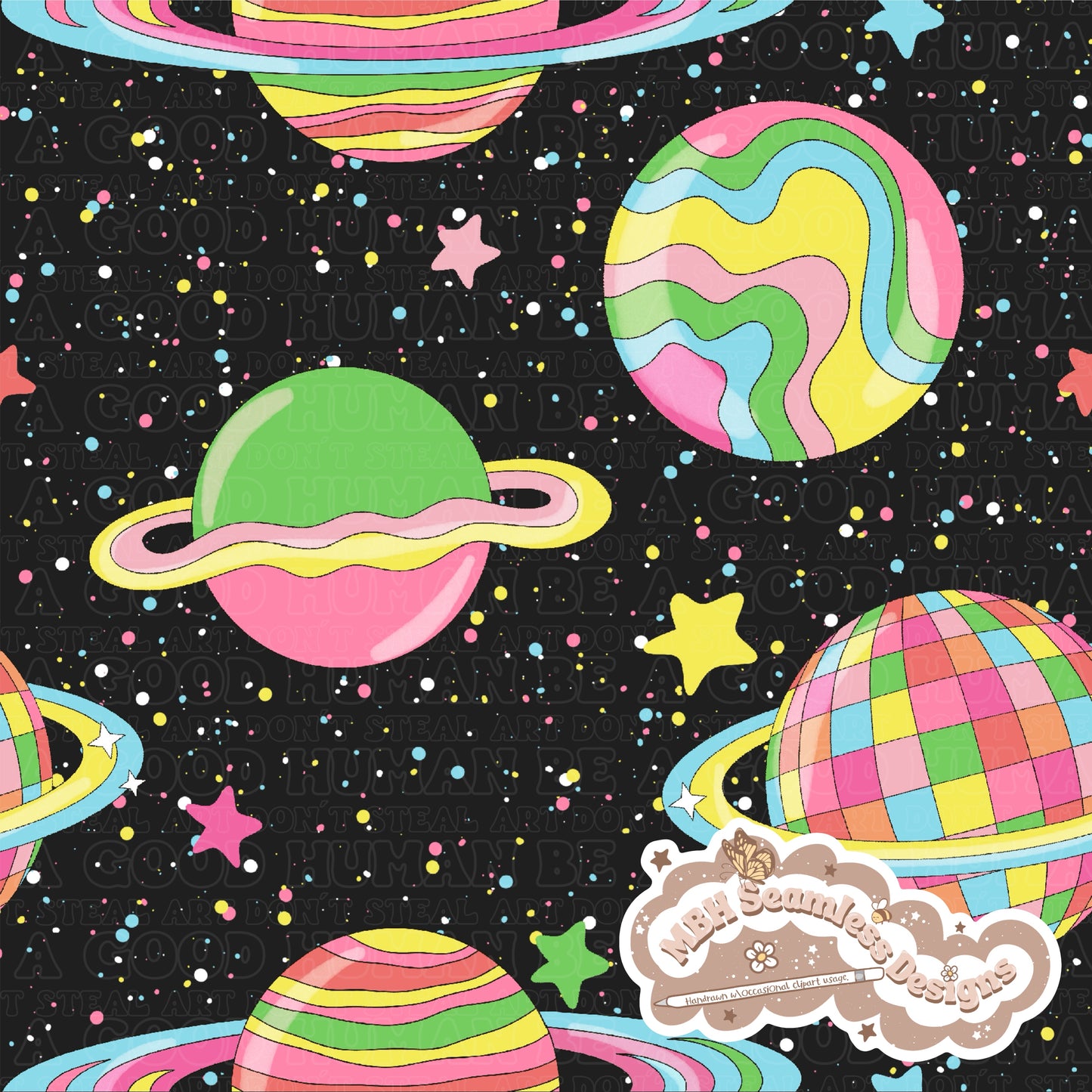 Groovy Galaxy Seamless Pattern MULTIPLE COLORWAYS