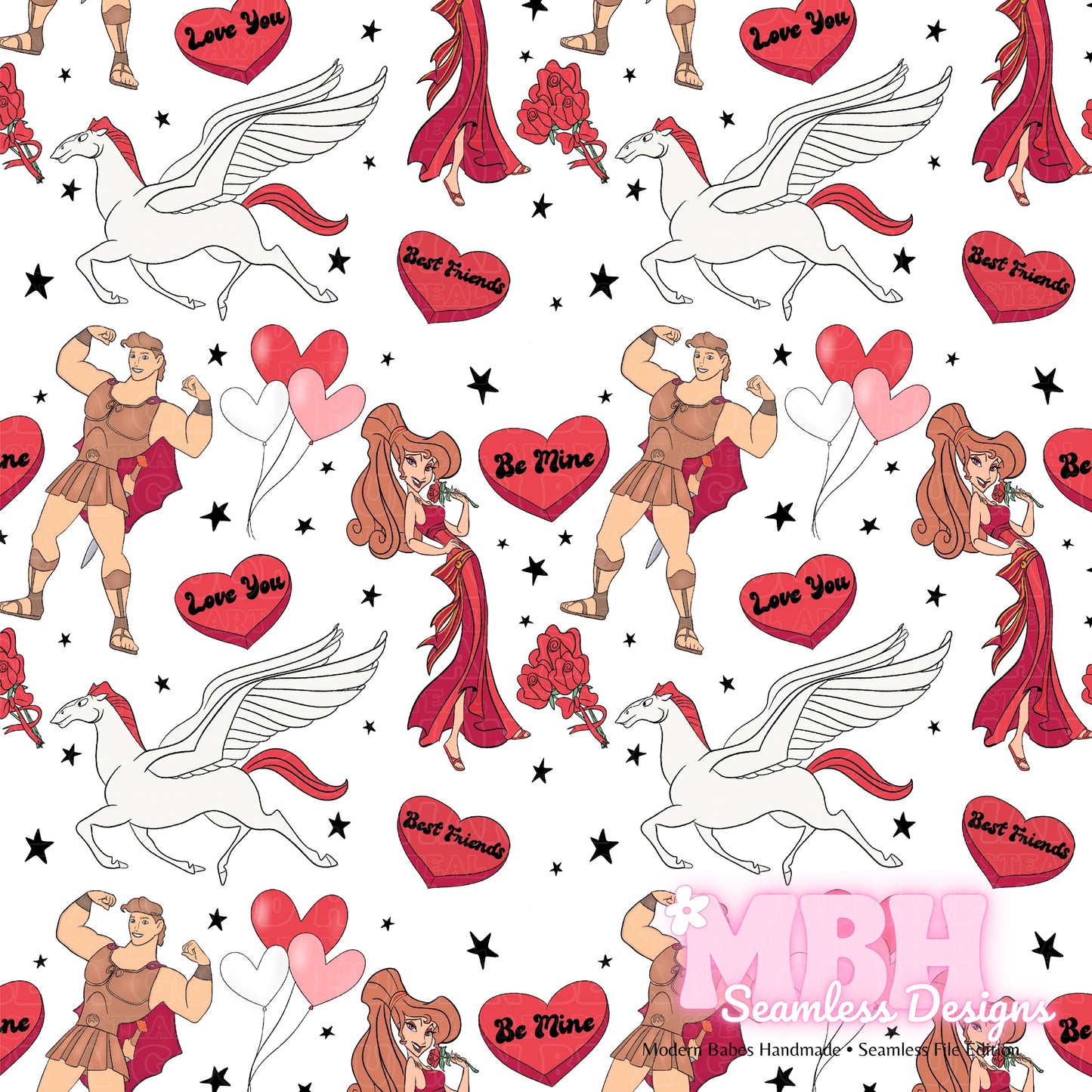 Hercules Valentine Assorted Colorways Seamless Pattern