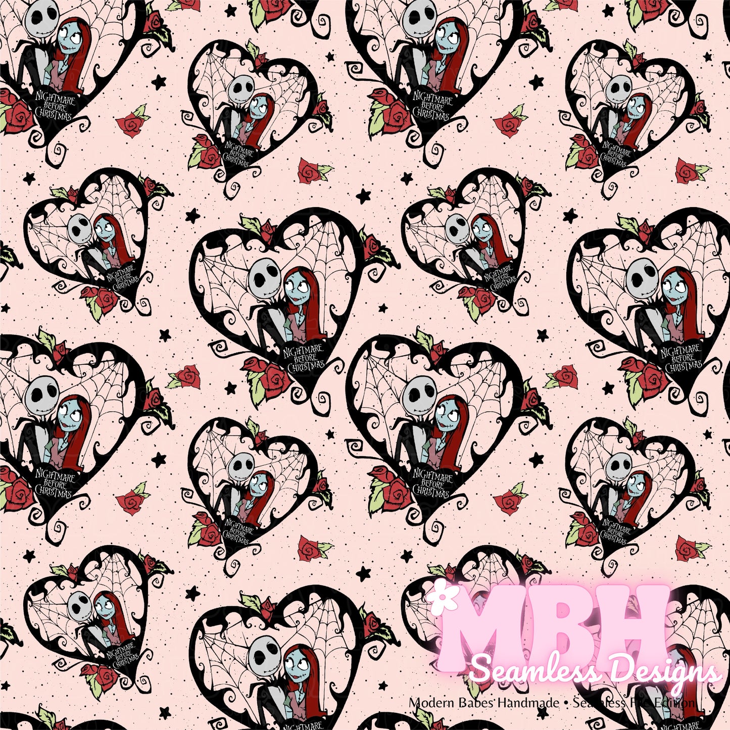 NBC Red Rose Hearts Seamless Pattern