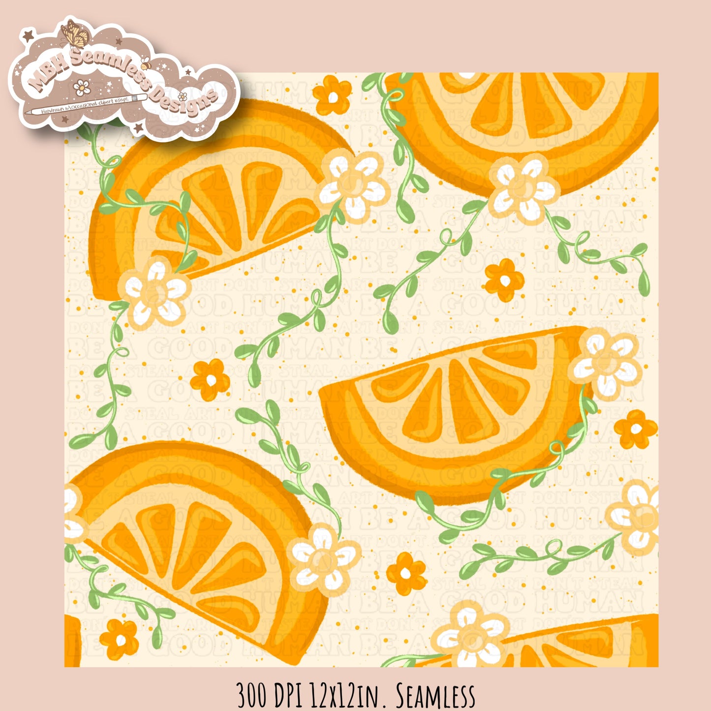 Orange Daisies Seamless Pattern • Multiple Colorways