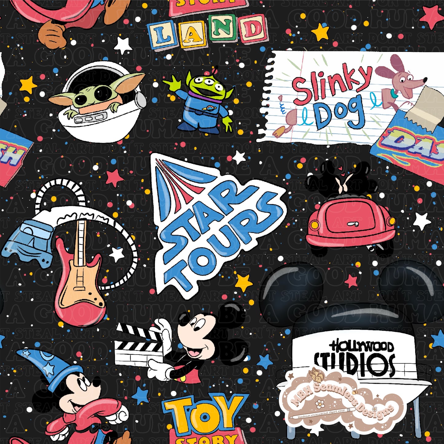 Hollywood Park Seamless Pattern & PNG MULTIPLE COLORWAYS