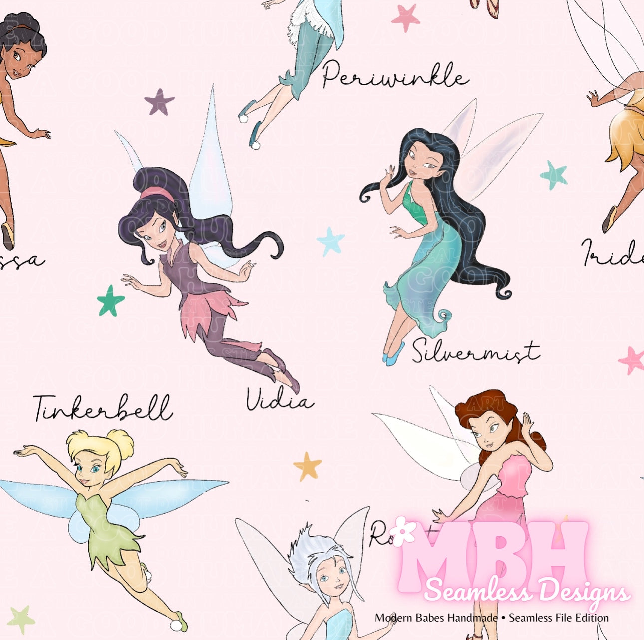 Tink & Friends Starry Names Seamless Pattern
