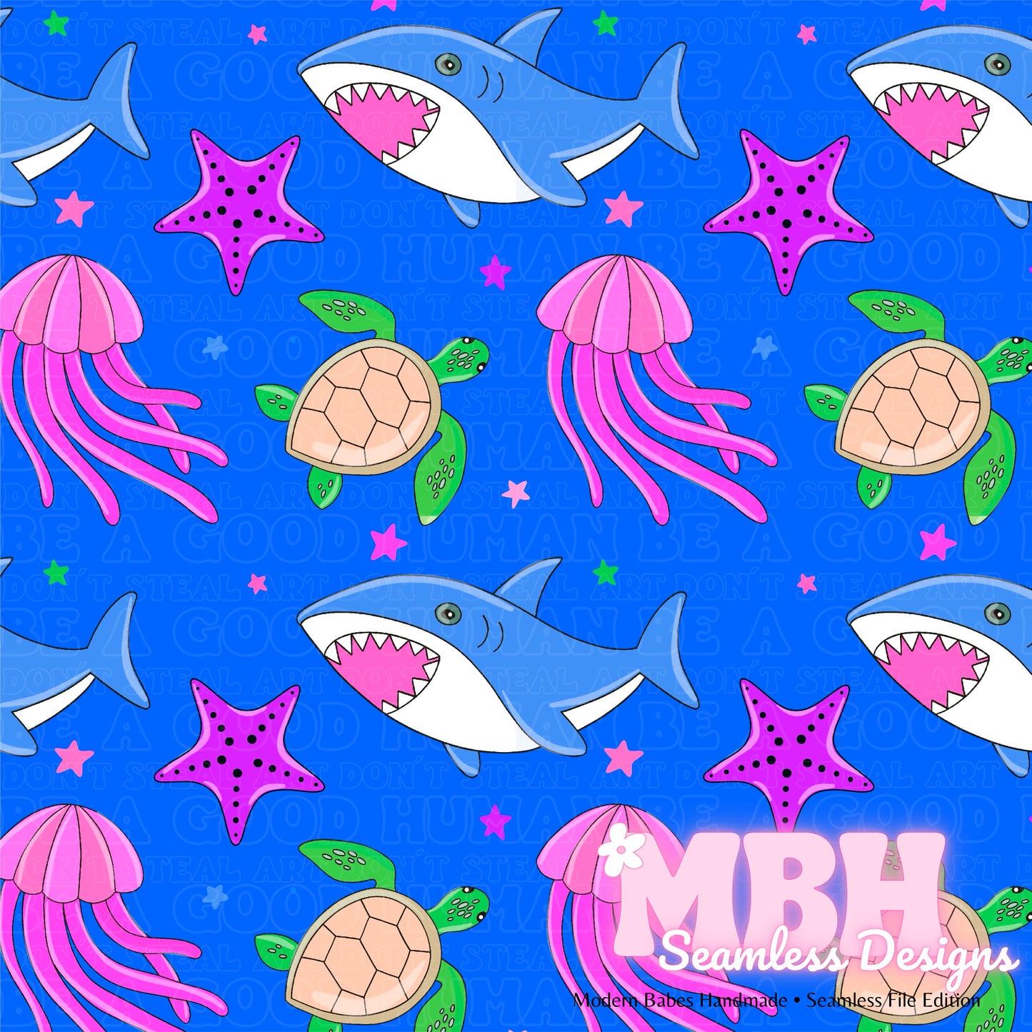 Ocean Life SAFE SWIM Seamless Pattern MULTIPLE COLORWAYS