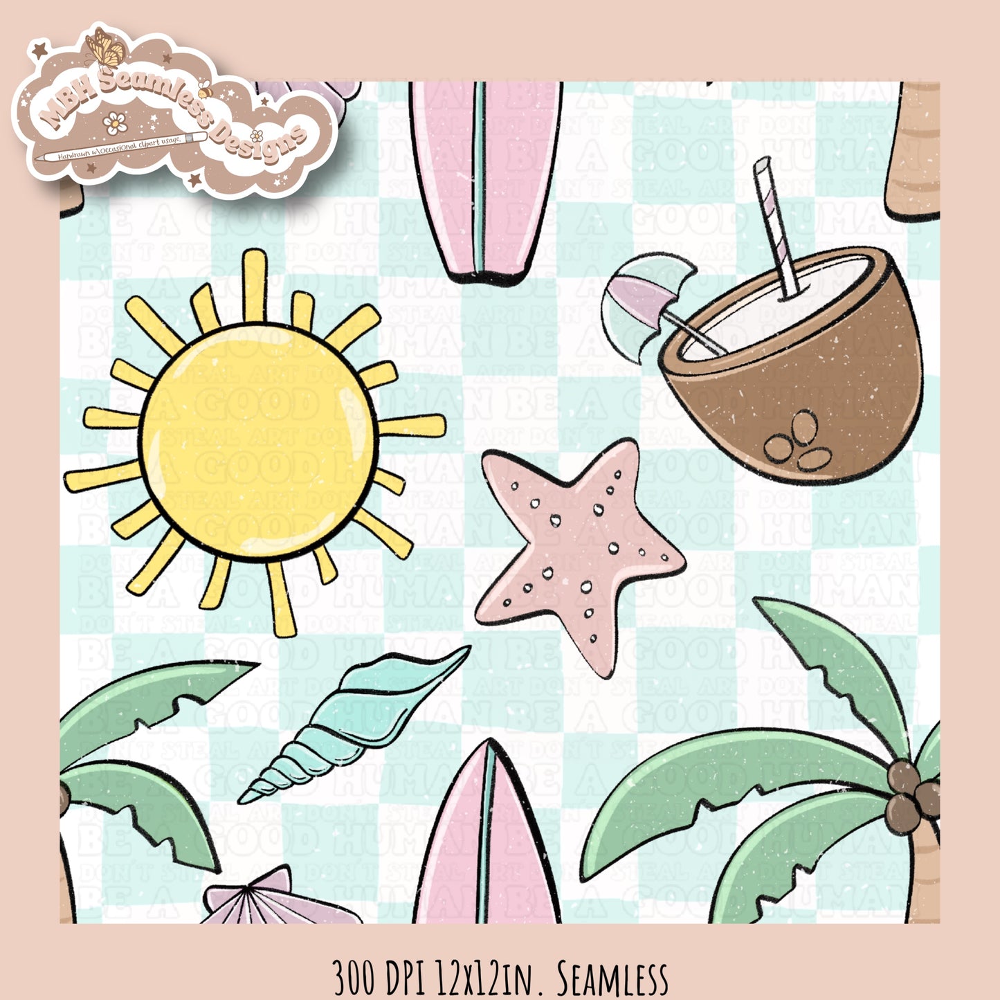 Beach Vibes Seamless Pattern • Multiple Colorways