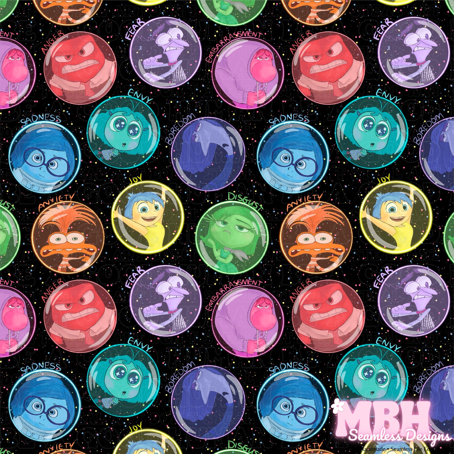 Emotions 2 Glow Bubbles Bubbles Seamless Pattern MULTIPLE COLORWAYS