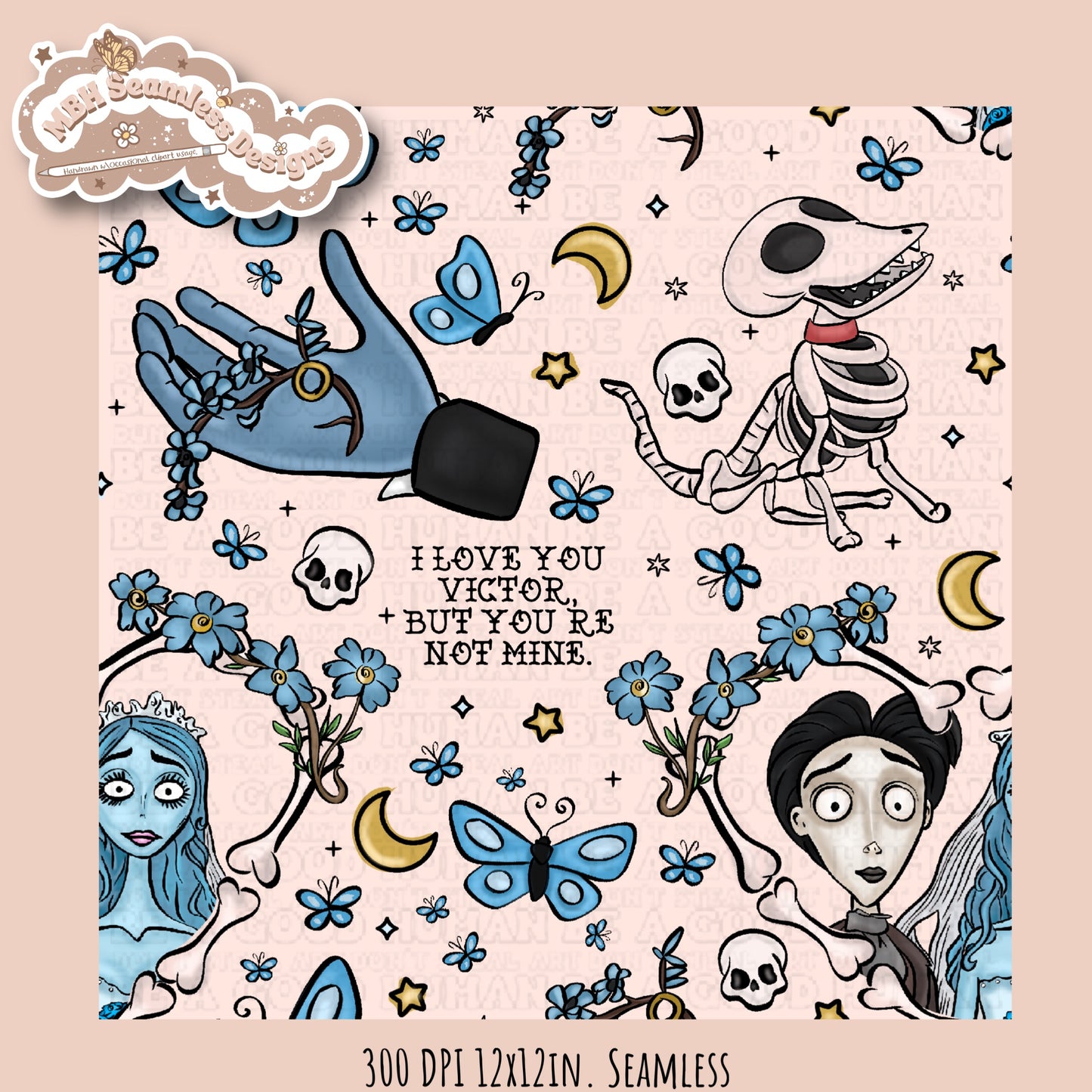 Dead Bride Seamless Pattern // PNG // Multiple Colorway Options