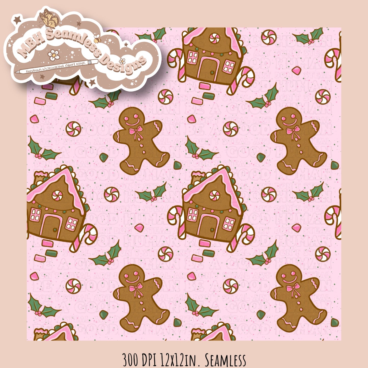 Pink Gingerbread Seamless MULTIPLE COLORWAYS