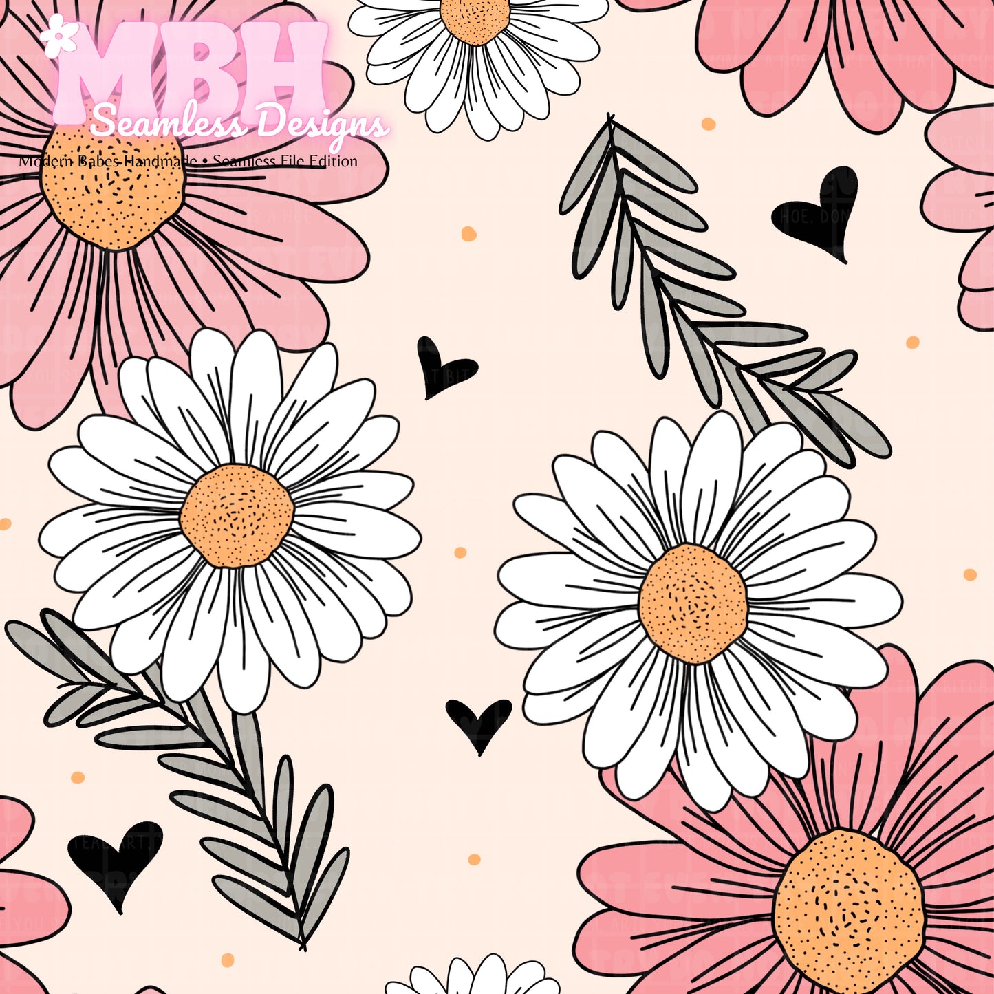 Boho Valentine Floral & Stripes Seamless Pattern