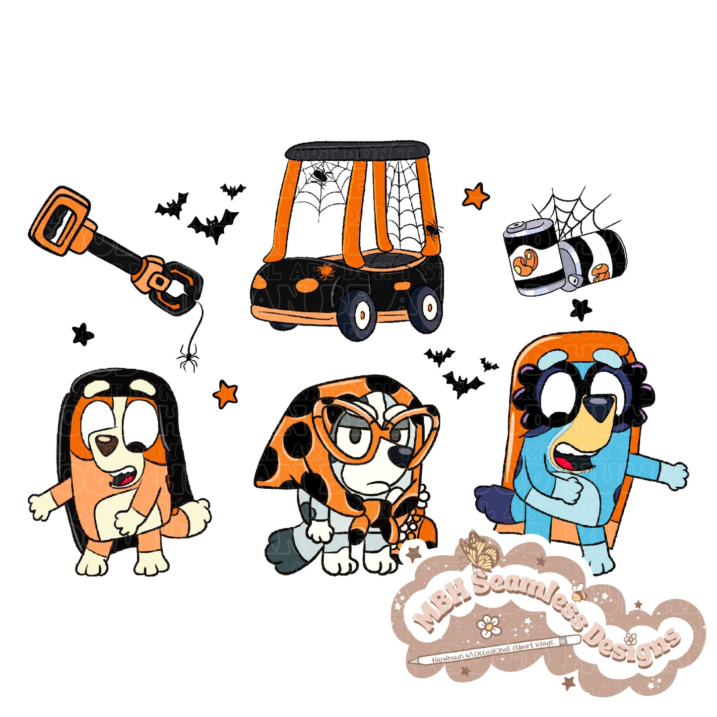 Speckled Spooky Grannies Seamless Pattern & PNG Multiple Colorways