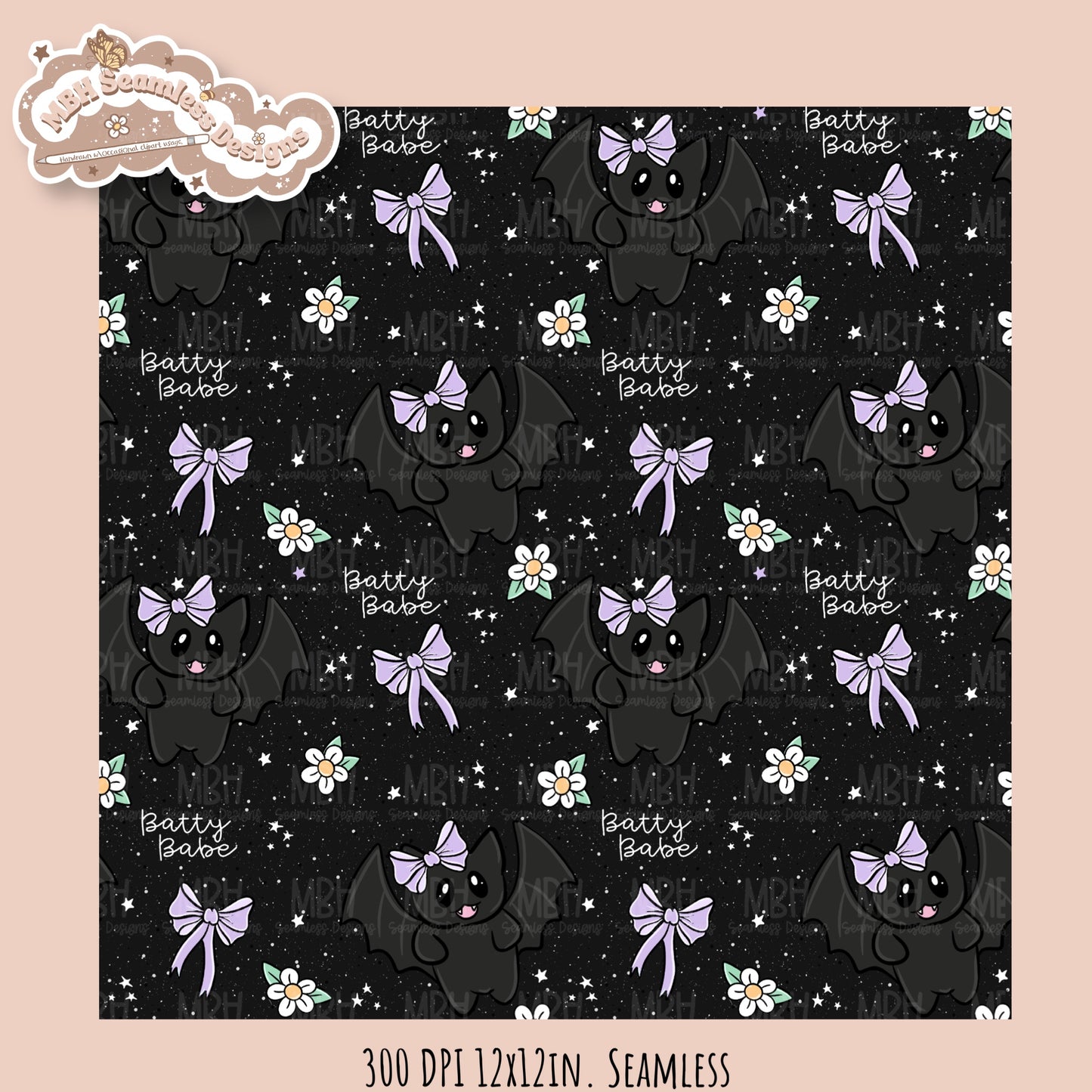 Coquette Bats • Hextober 25 // Seamless Pattern // Multiple Colorway Options