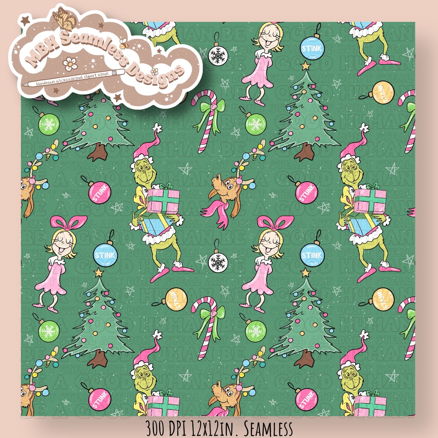 Pink Grumpy Guy ASSORTED COLORS Seamless Pattern